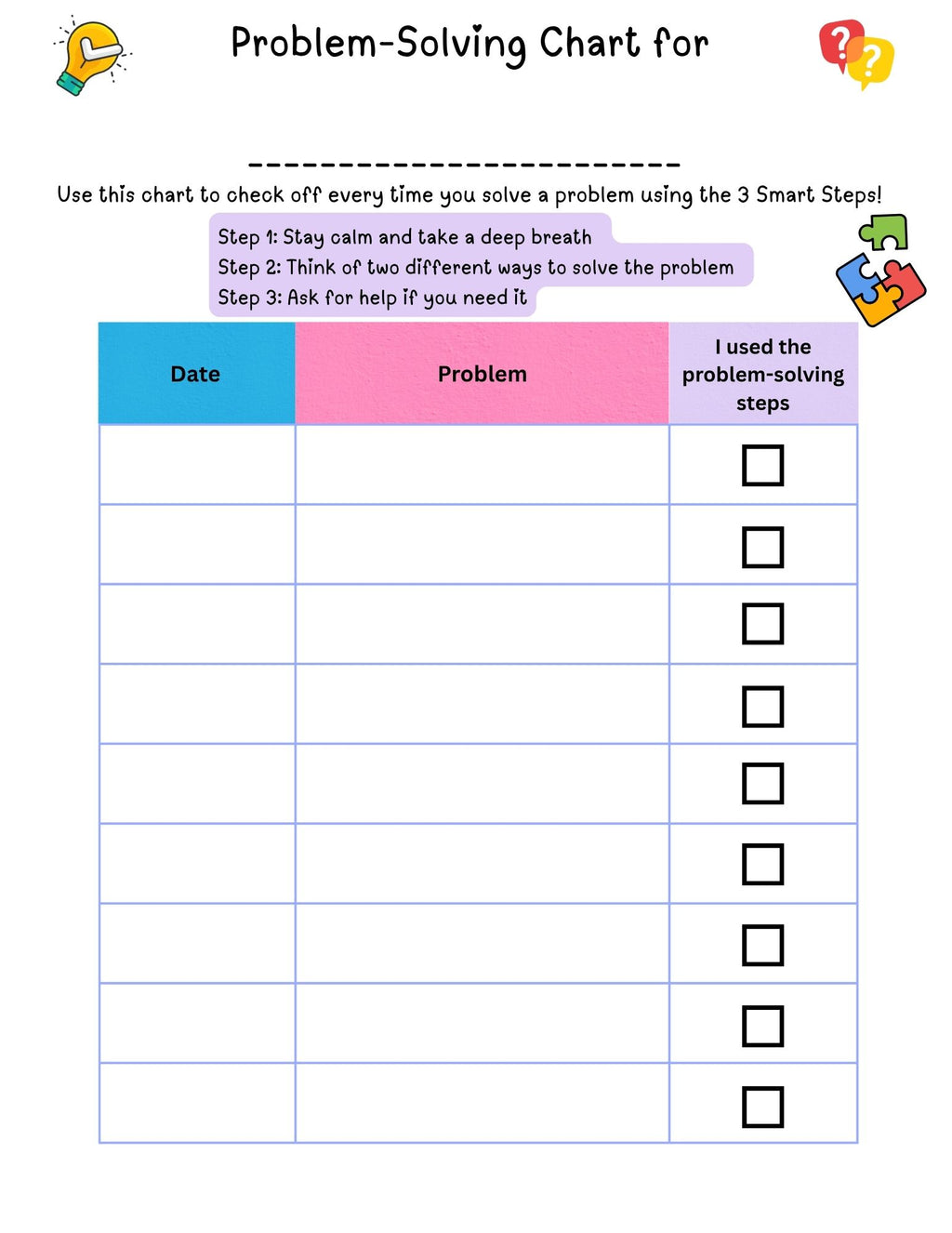 Free Problem Solving Chart