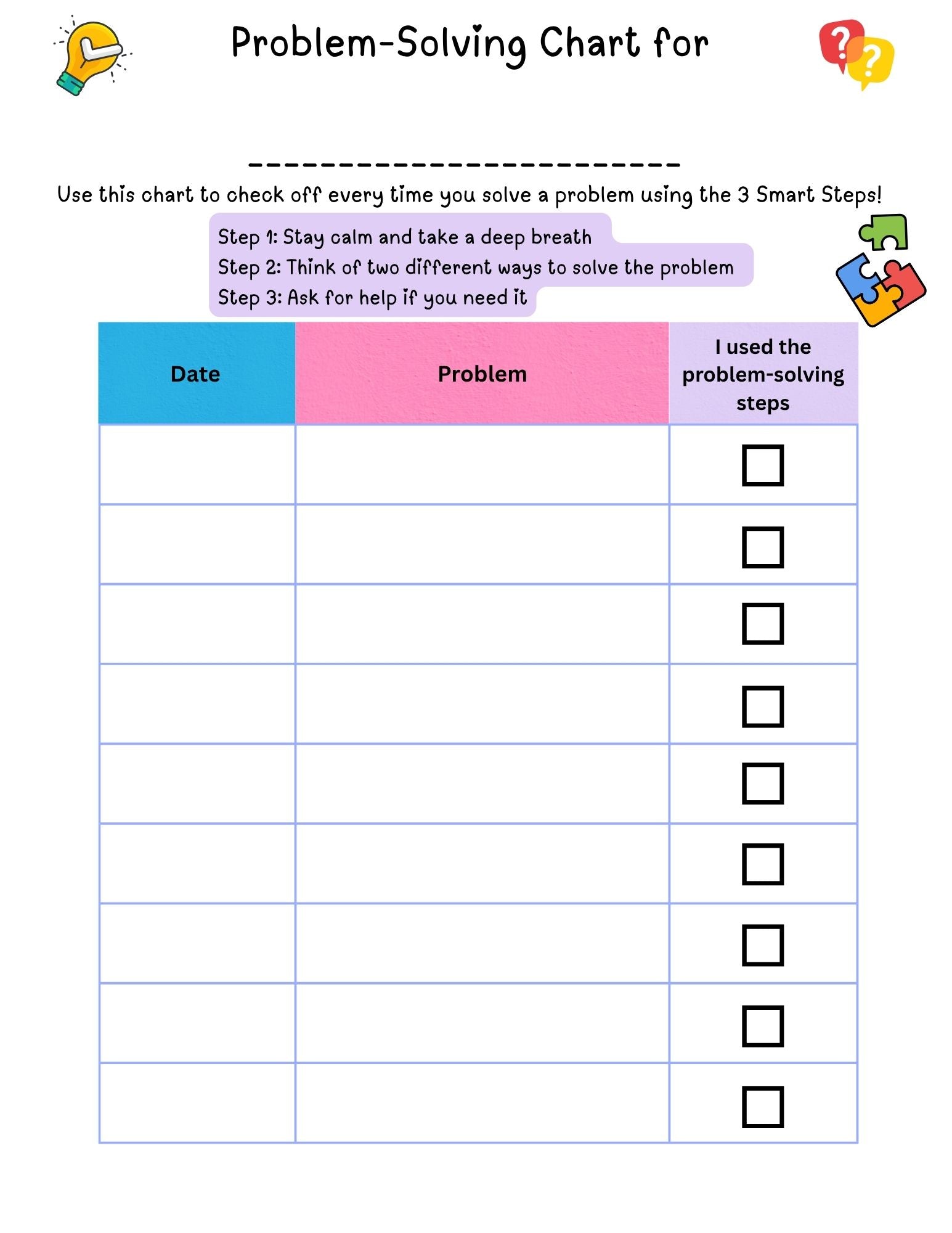 Free Problem Solving Chart