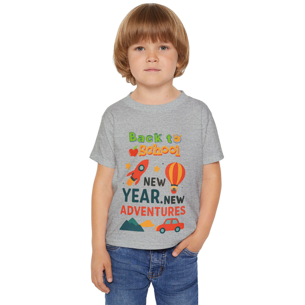 Toddler T‑Shirt — "Back to School: New Year, New Adventures" Cute Kids Graphic