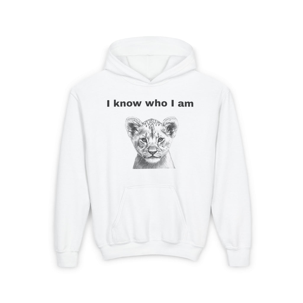 Youth Hoodie — "I Know Who I Am" Lion Cub Graphic