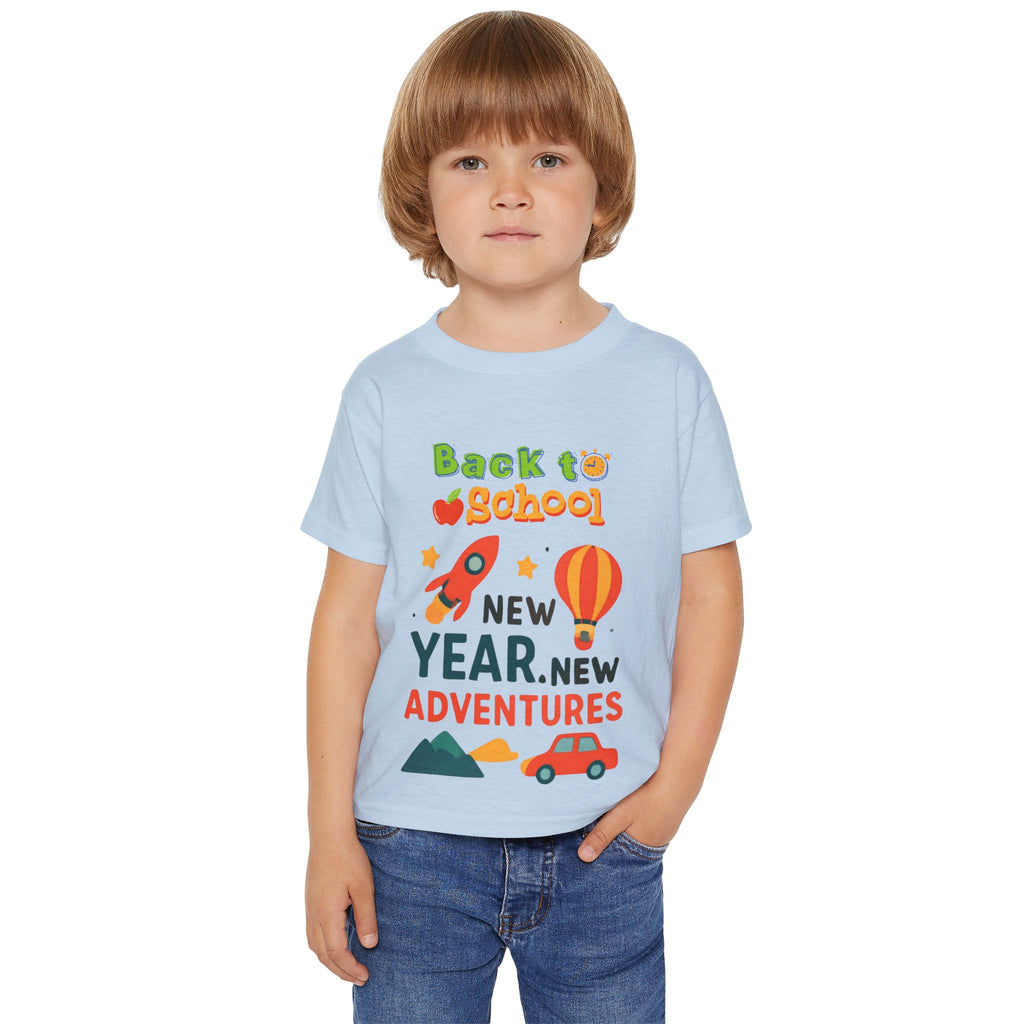 Toddler T‑Shirt — "Back to School: New Year, New Adventures" Cute Kids Graphic