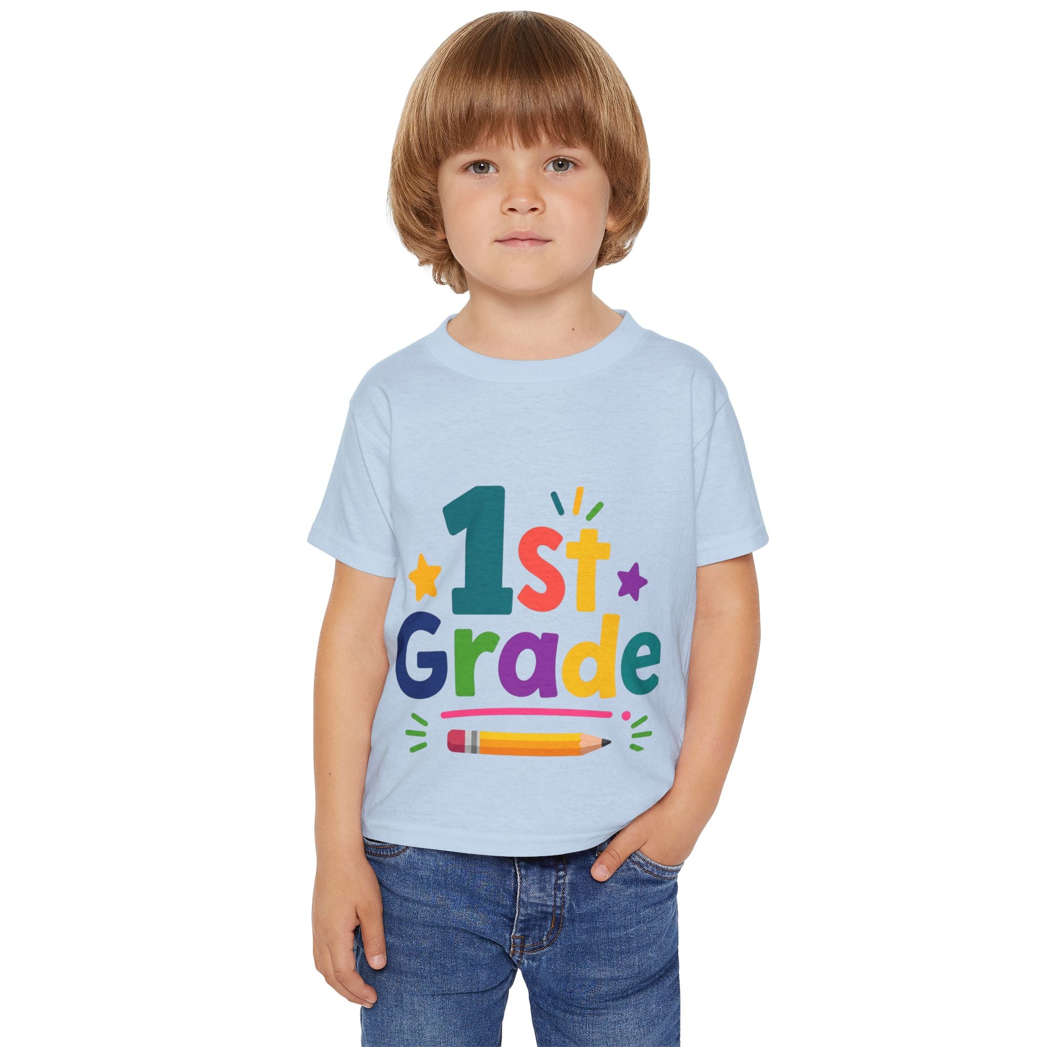 1st Grade Toddler T-Shirt – Colorful Back-to-School Kids Tee (Pencil Design)