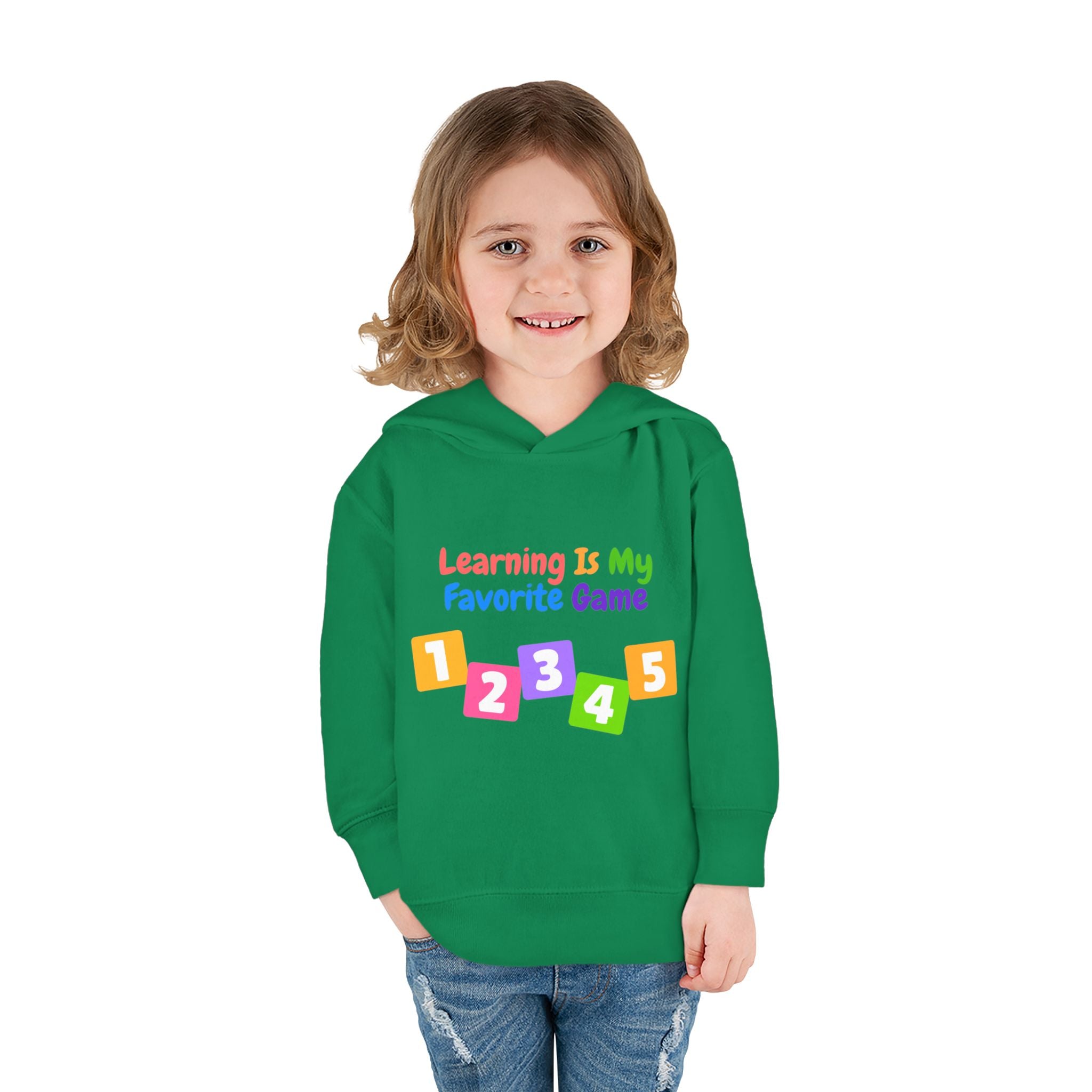 Toddler Hoodie — "Learning Is My Favorite Game" Colorful Numbers Pullover