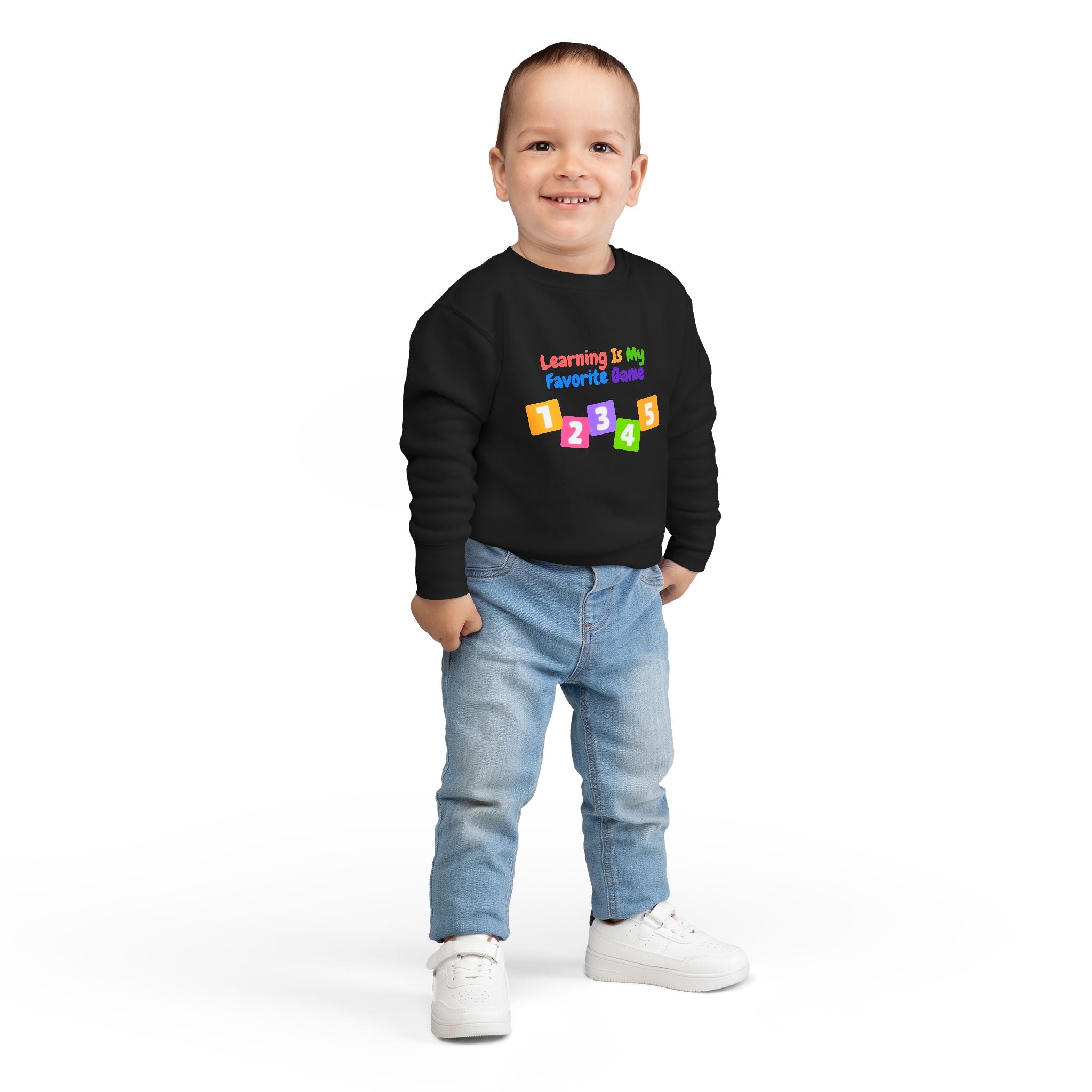 Learning Is My Favorite Game Toddler Sweatshirt – Colorful Numbers 1-5 Preschool Tee