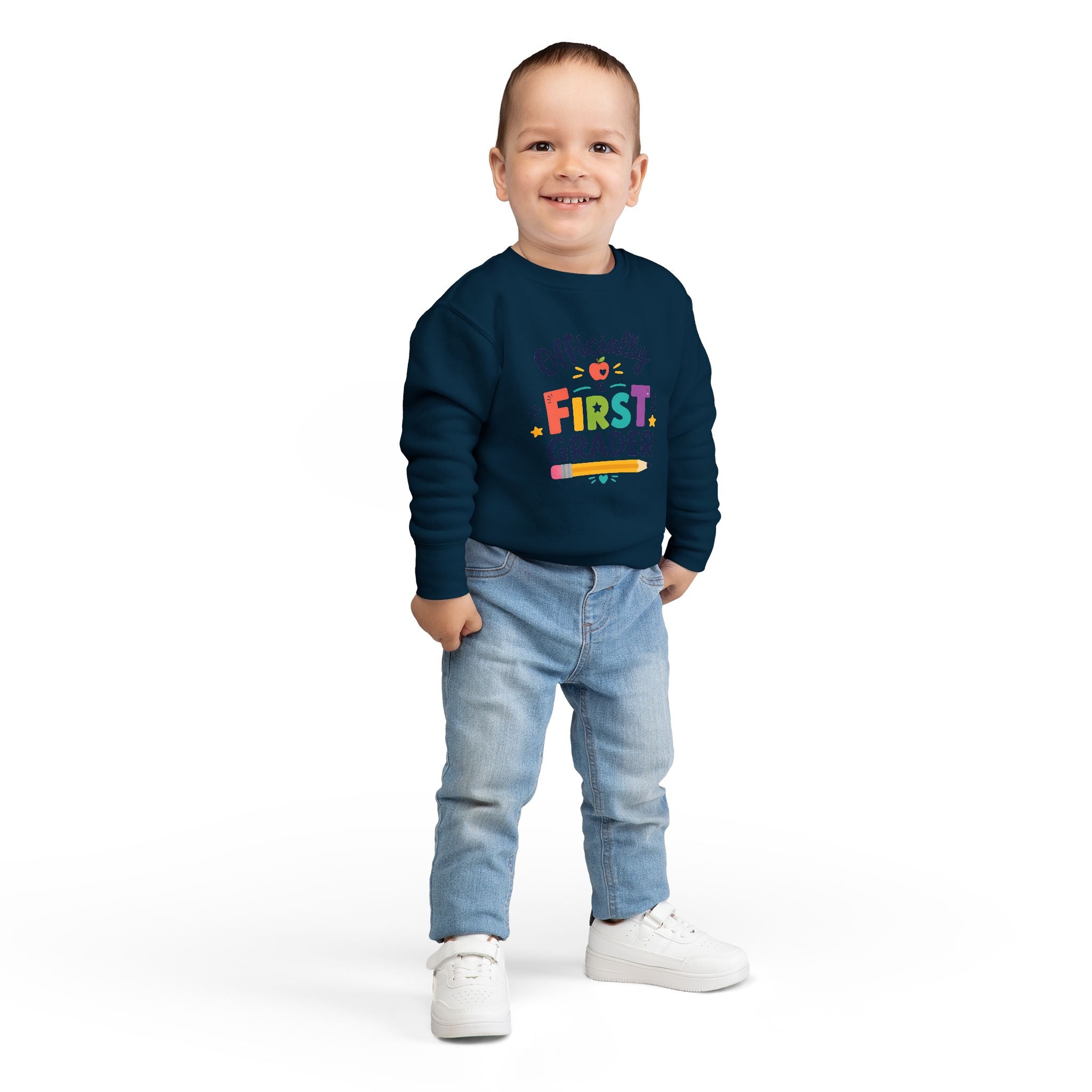 1st Grade Toddler Sweatshirt — Colorful Back-to-School Crewneck for Kids