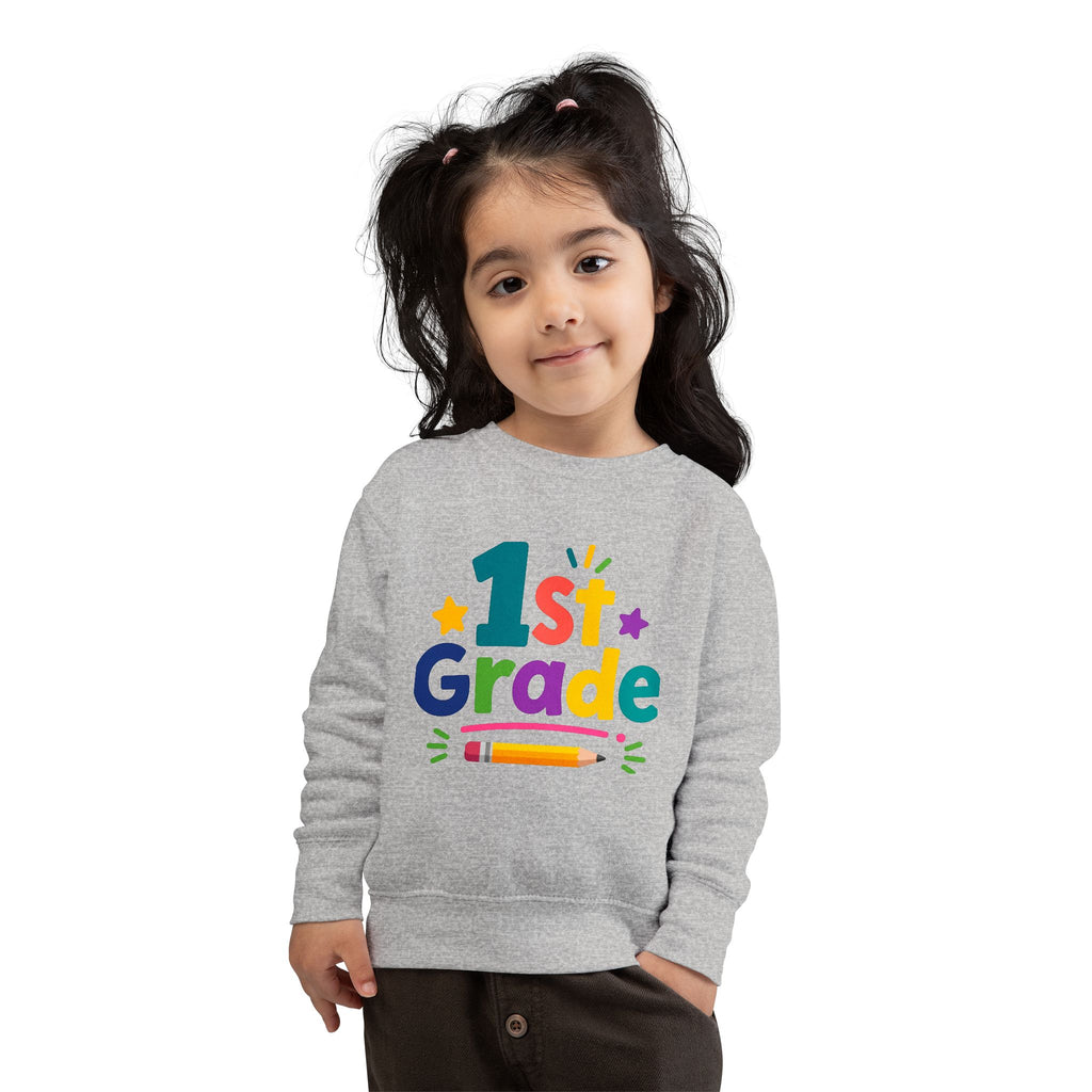 1st Grade Toddler Sweatshirt — Colorful Back-to-School Crewneck for Kids