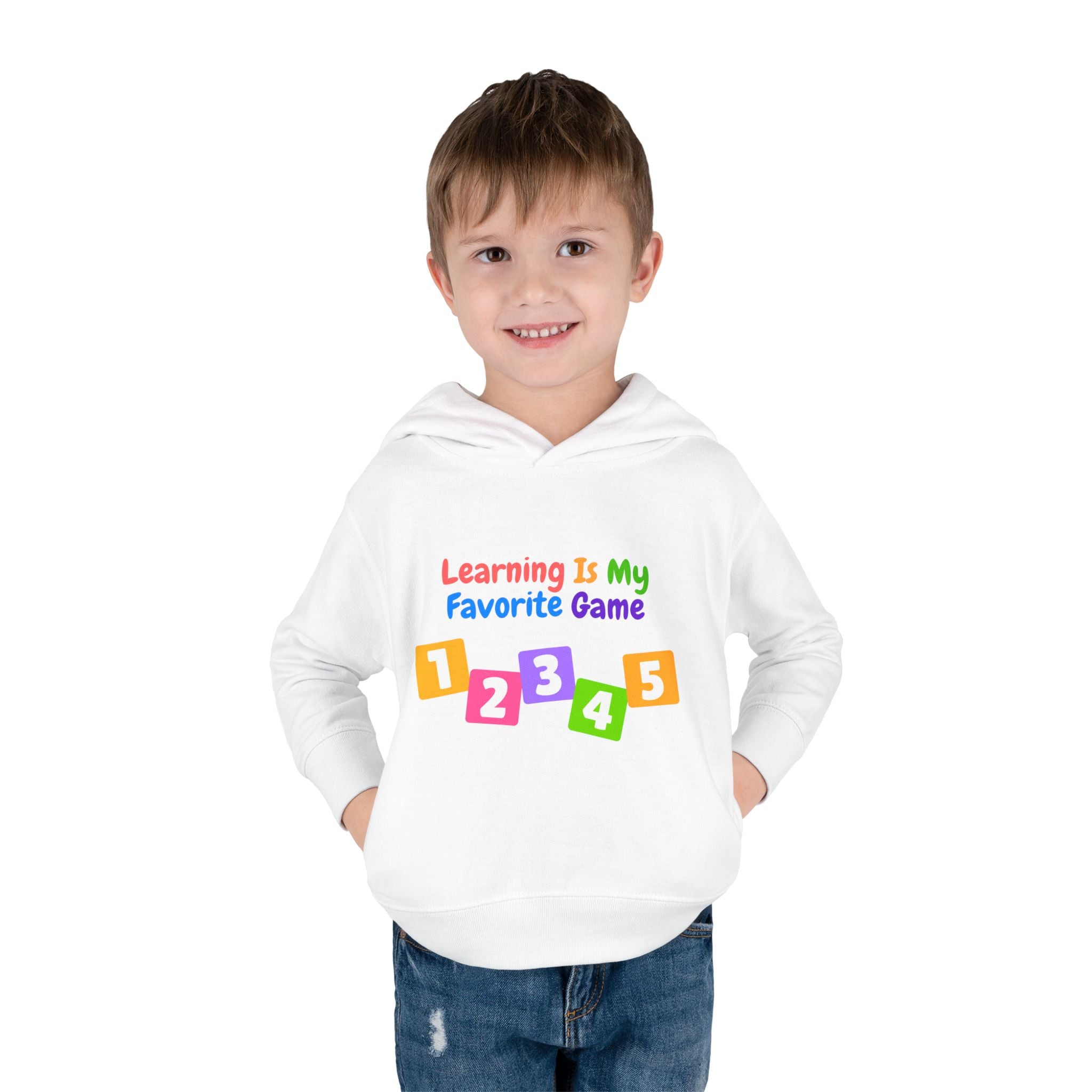 Toddler Hoodie — "Learning Is My Favorite Game" Colorful Numbers Pullover