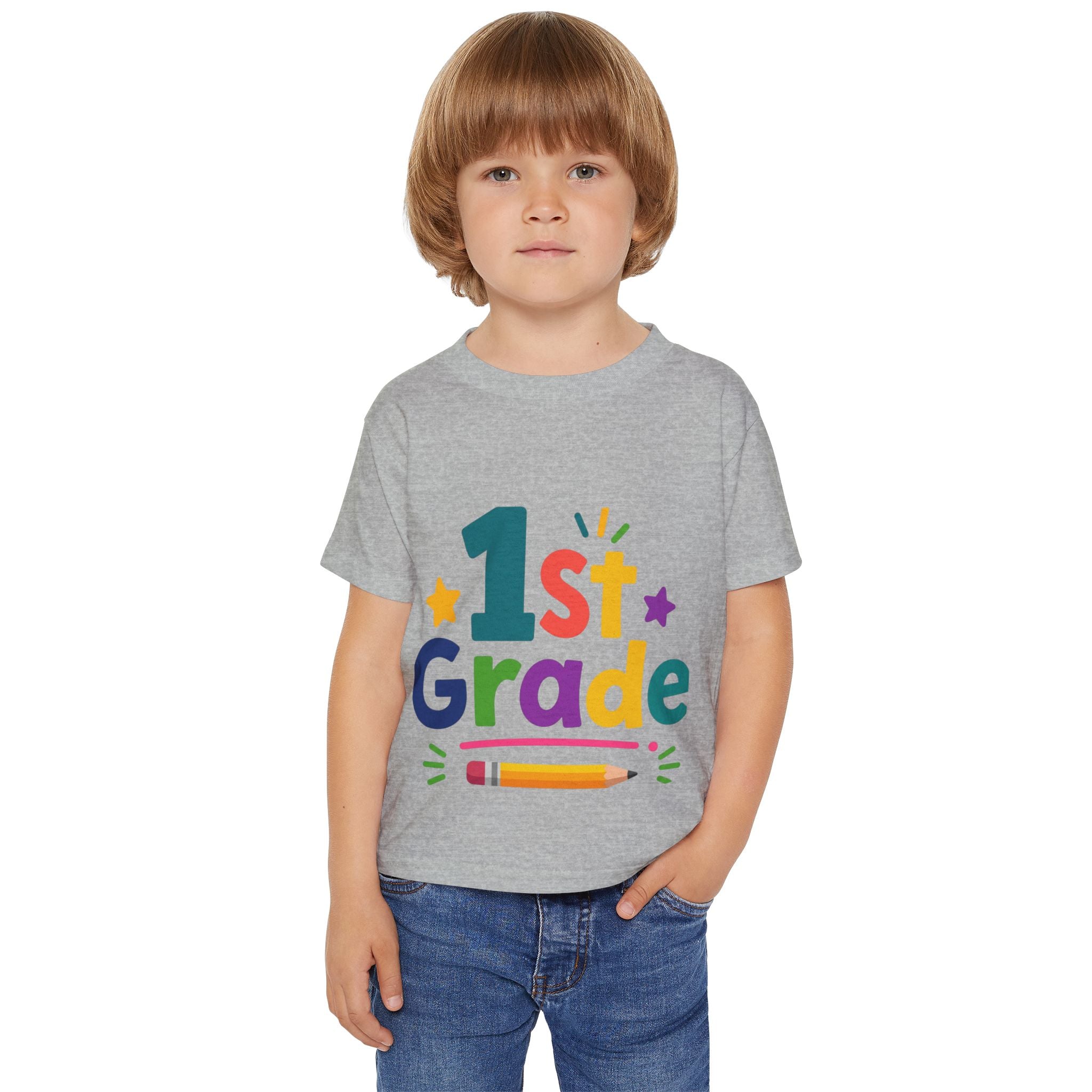 1st Grade Toddler T-Shirt – Colorful Back-to-School Kids Tee (Pencil Design)