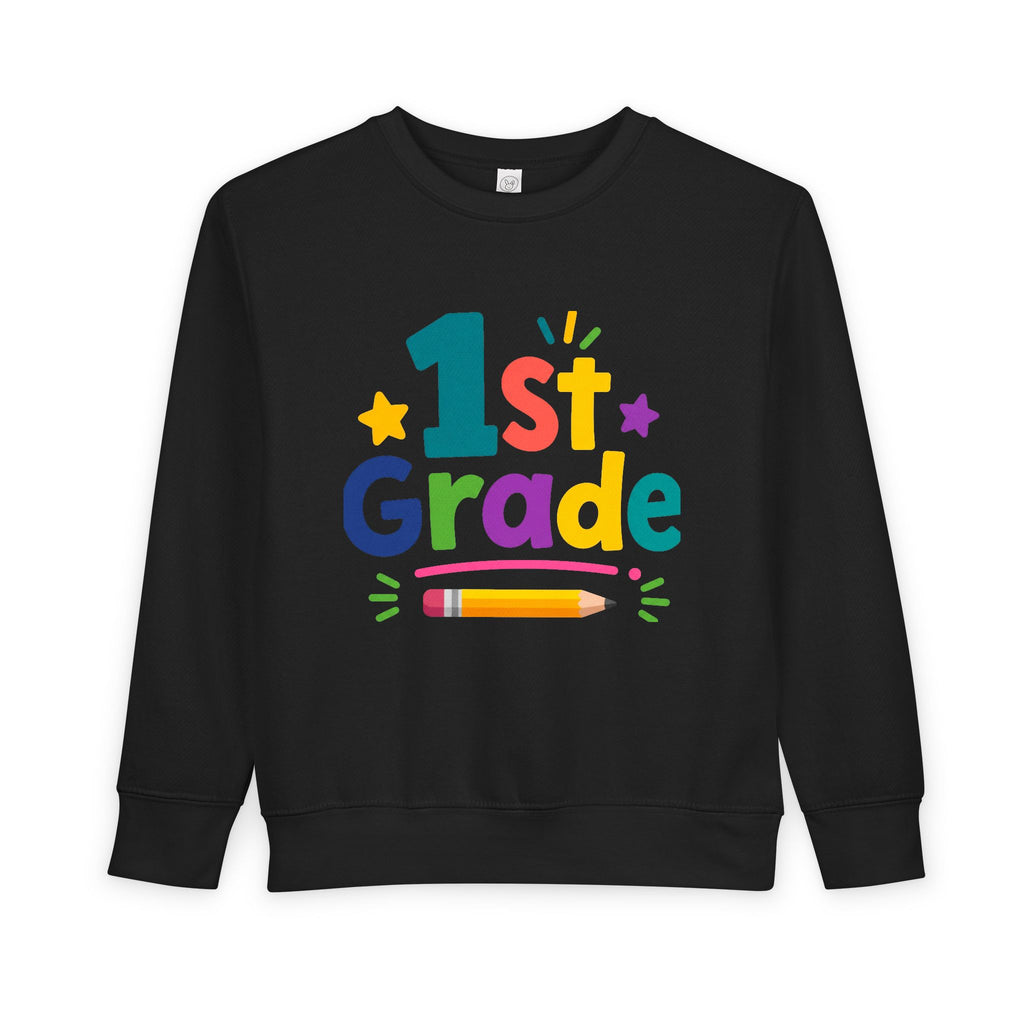 1st Grade Toddler Sweatshirt — Colorful Back-to-School Crewneck for Kids