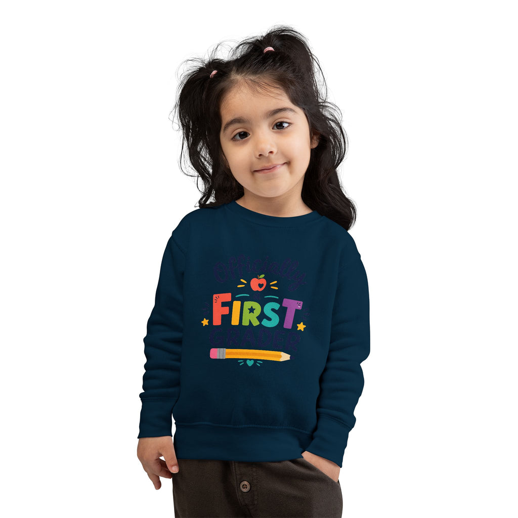 1st Grade Toddler Sweatshirt — Colorful Back-to-School Crewneck for Kids