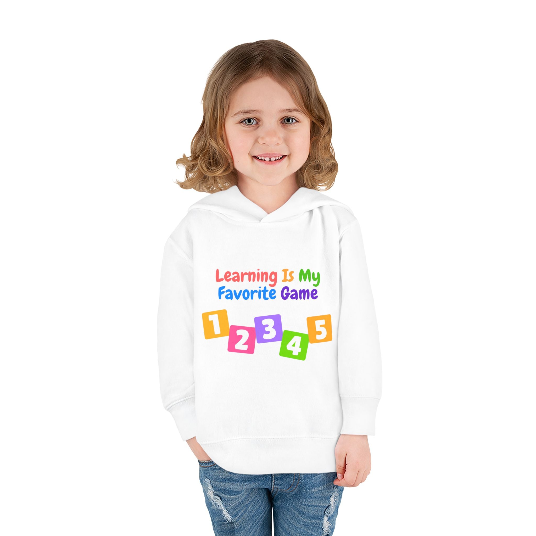 Toddler Hoodie — "Learning Is My Favorite Game" Colorful Numbers Pullover