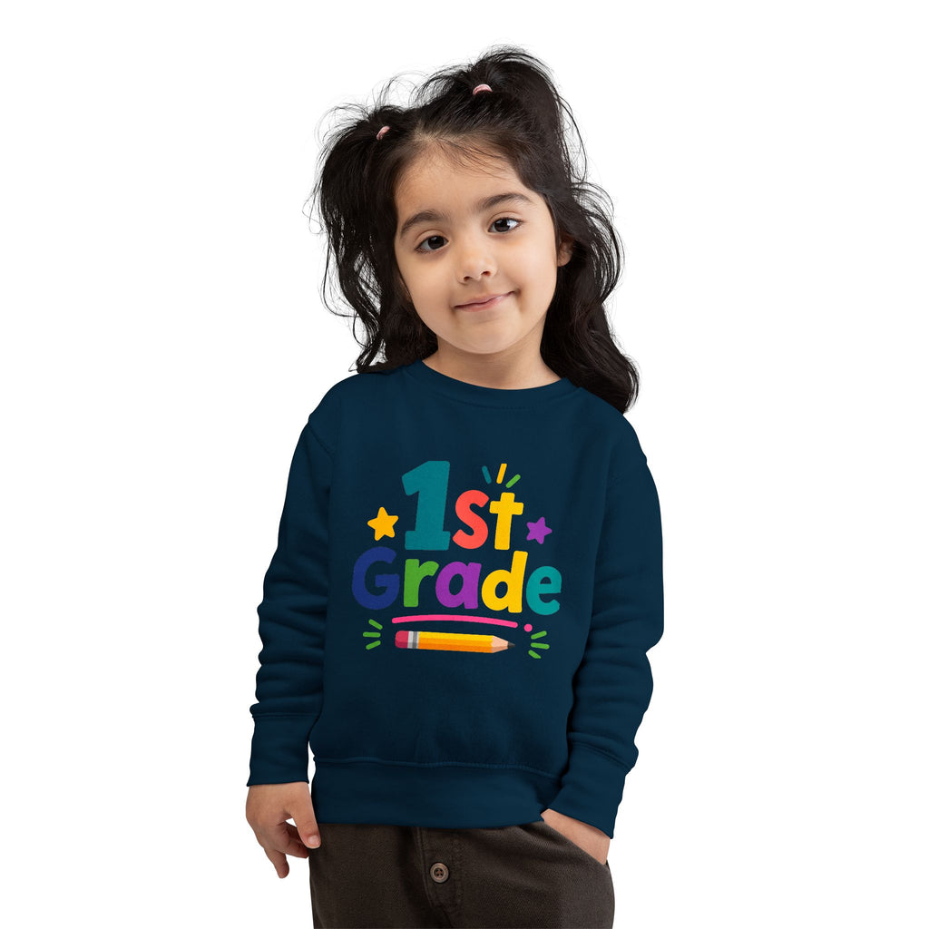 1st Grade Toddler Sweatshirt — Colorful Back-to-School Crewneck for Kids