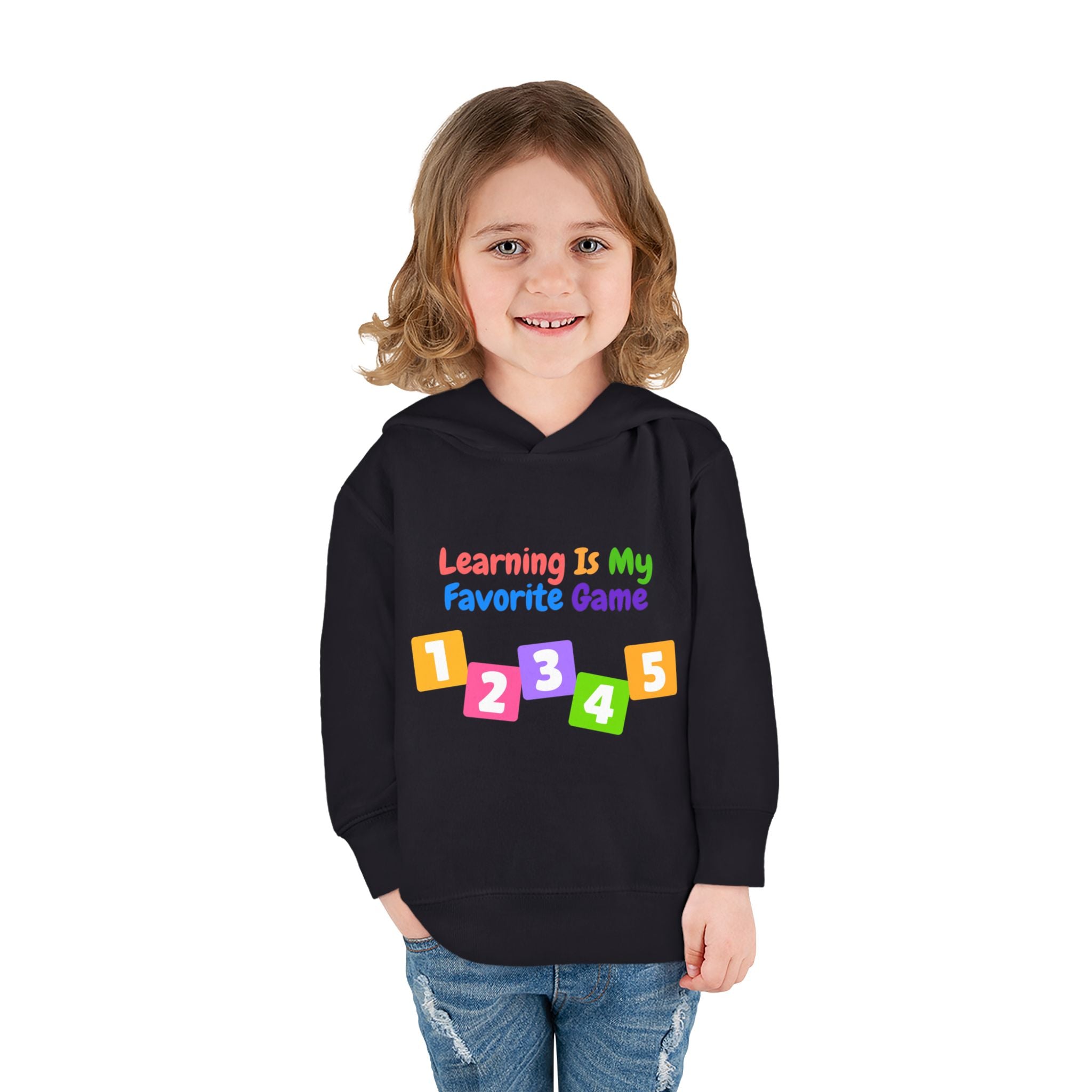 Toddler Hoodie — "Learning Is My Favorite Game" Colorful Numbers Pullover