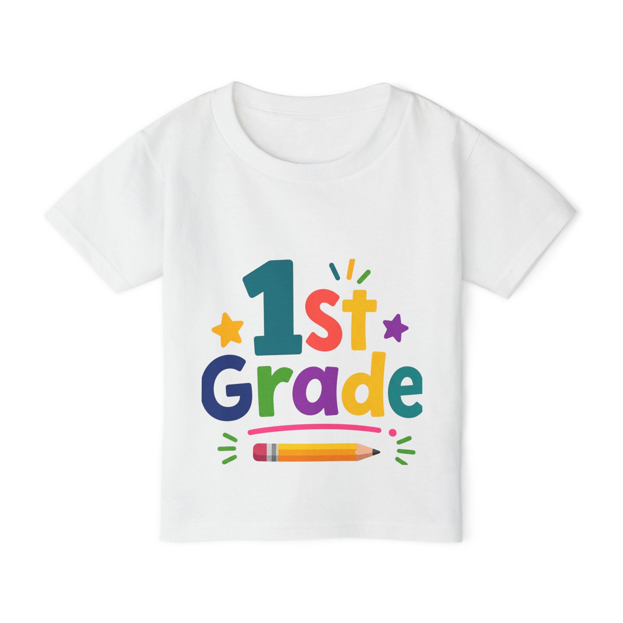 1st Grade Toddler T-Shirt – Colorful Back-to-School Kids Tee (Pencil Design)
