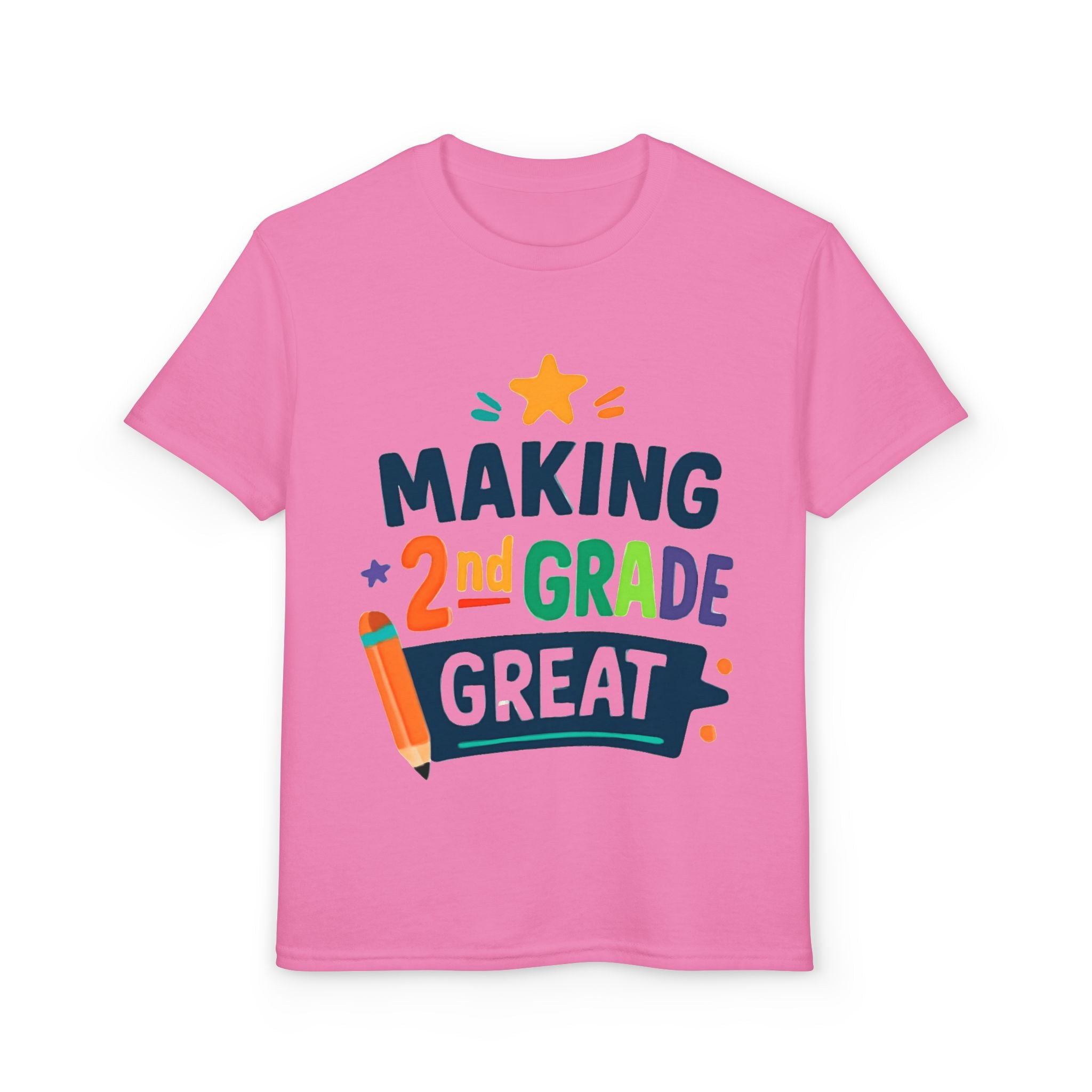 2nd Grade Kids T-Shirt - Colorful Back-to-School Pencil Design