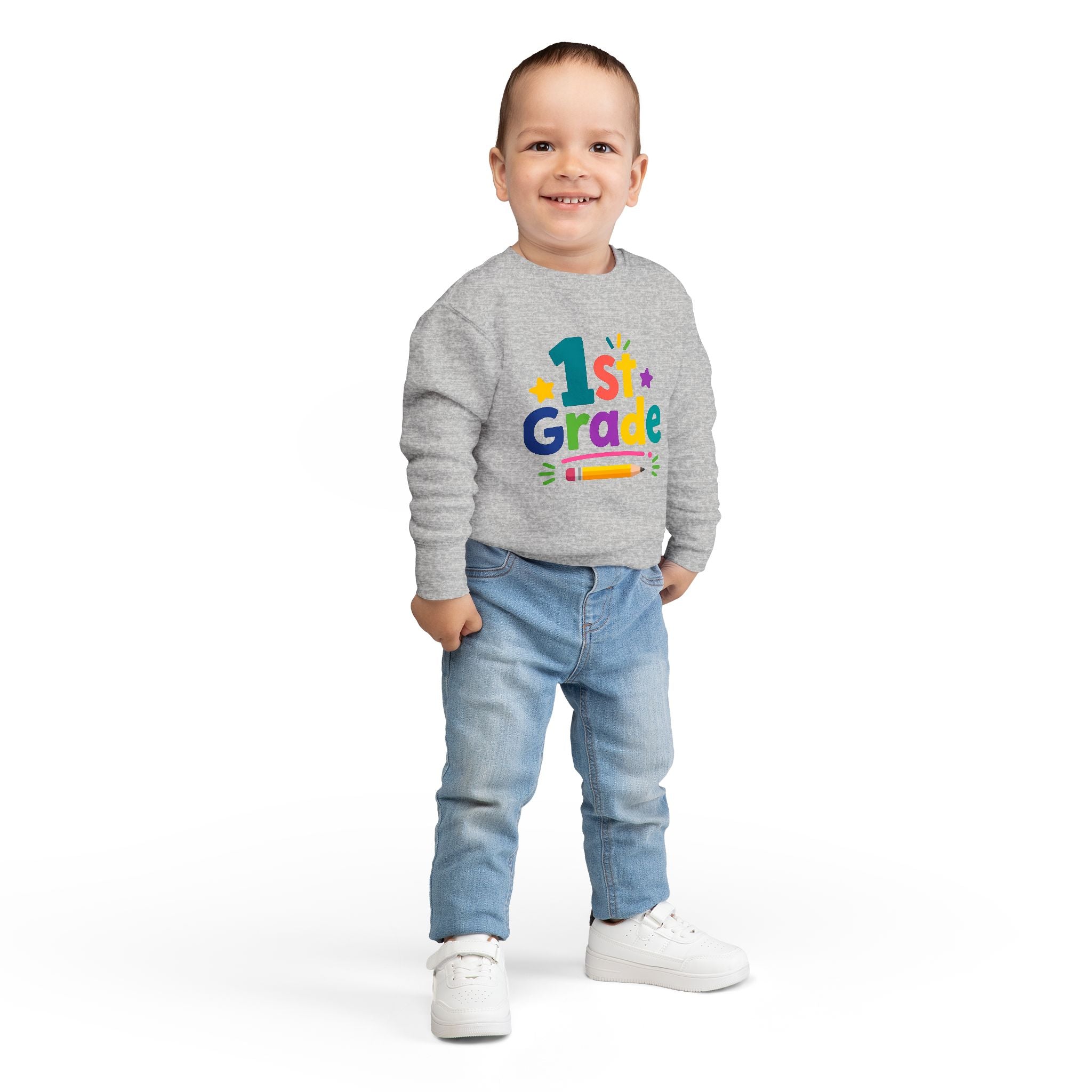 1st Grade Toddler Sweatshirt — Colorful Back-to-School Crewneck for Kids
