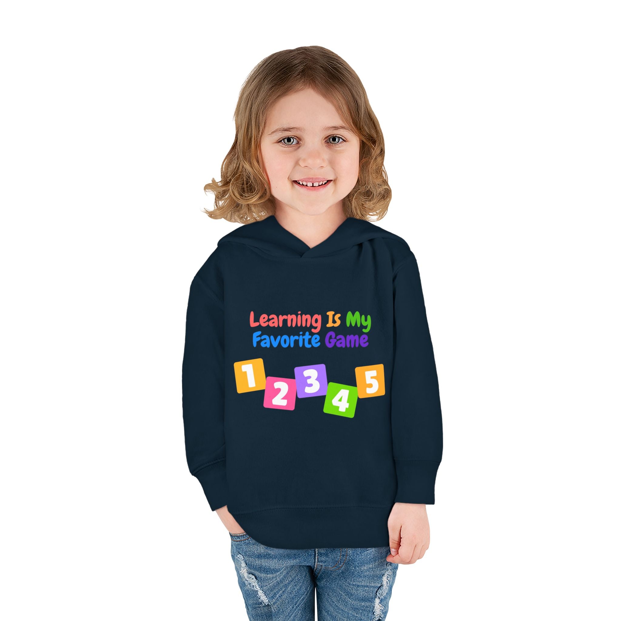 Toddler Hoodie — "Learning Is My Favorite Game" Colorful Numbers Pullover