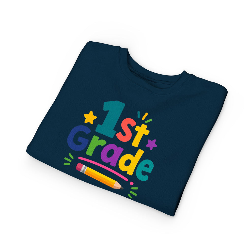 1st Grade Toddler Sweatshirt — Colorful Back-to-School Crewneck for Kids