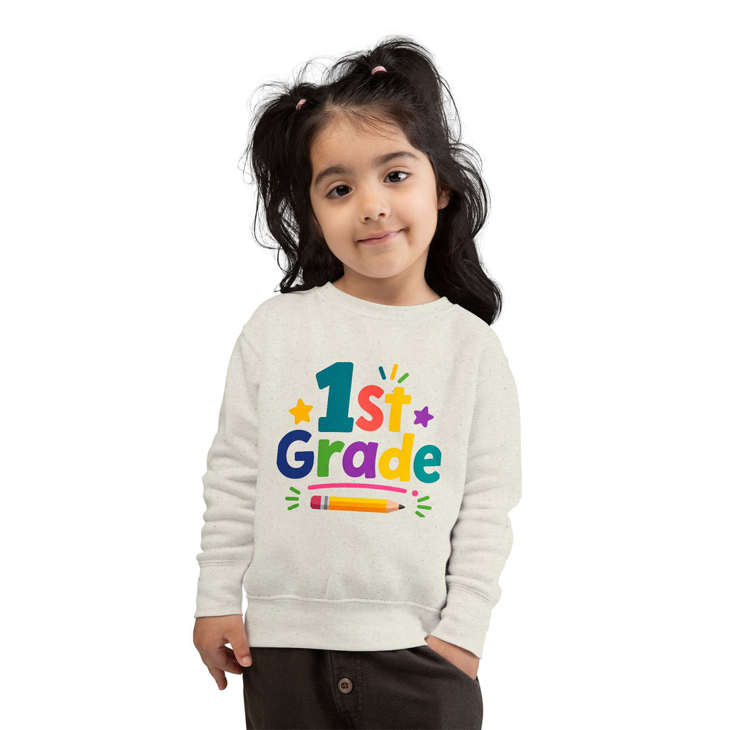 1st Grade Toddler Sweatshirt — Colorful Back-to-School Crewneck for Kids