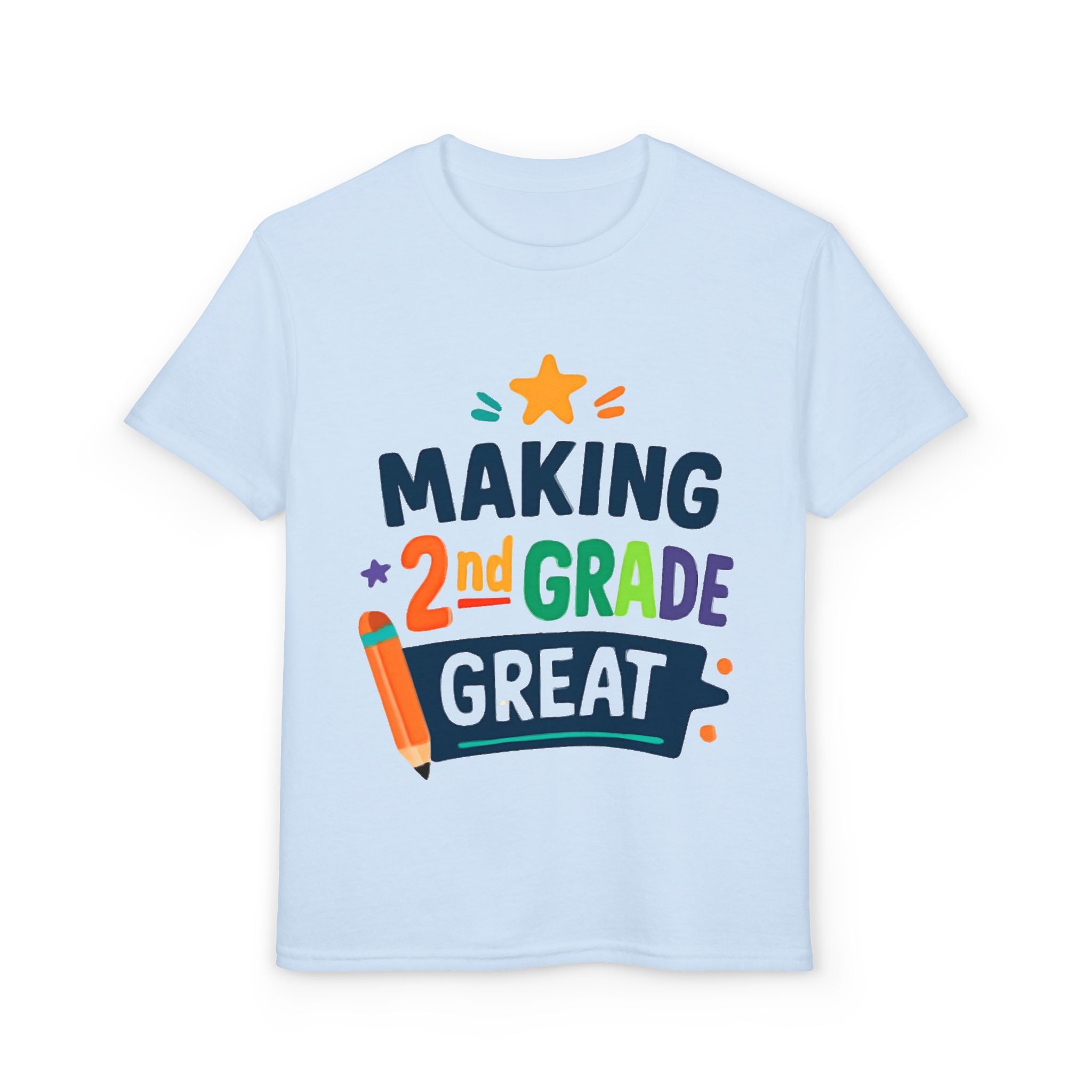 2nd Grade Kids T-Shirt - Colorful Back-to-School Pencil Design