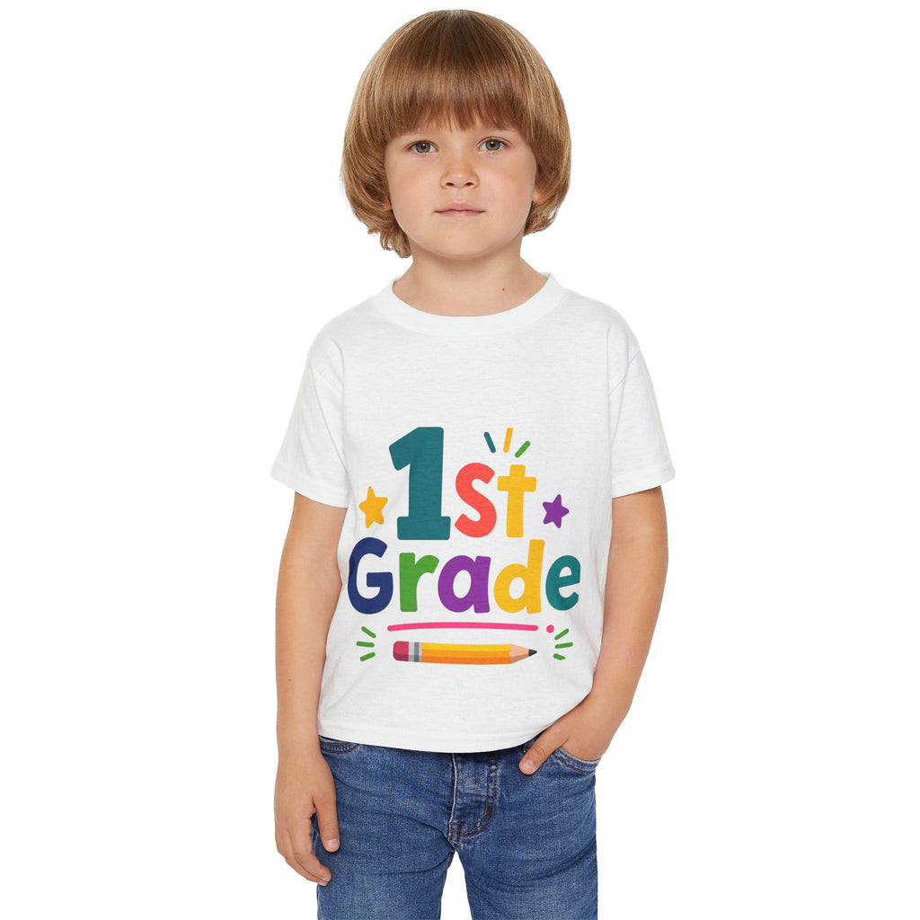 1st Grade Toddler T-Shirt – Colorful Back-to-School Kids Tee (Pencil Design)