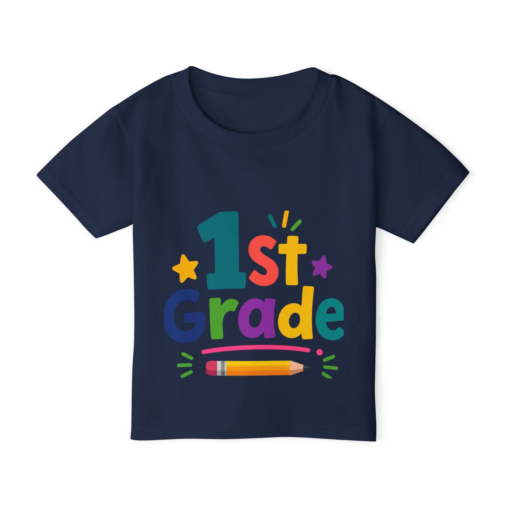 1st Grade Toddler T-Shirt – Colorful Back-to-School Kids Tee (Pencil Design)