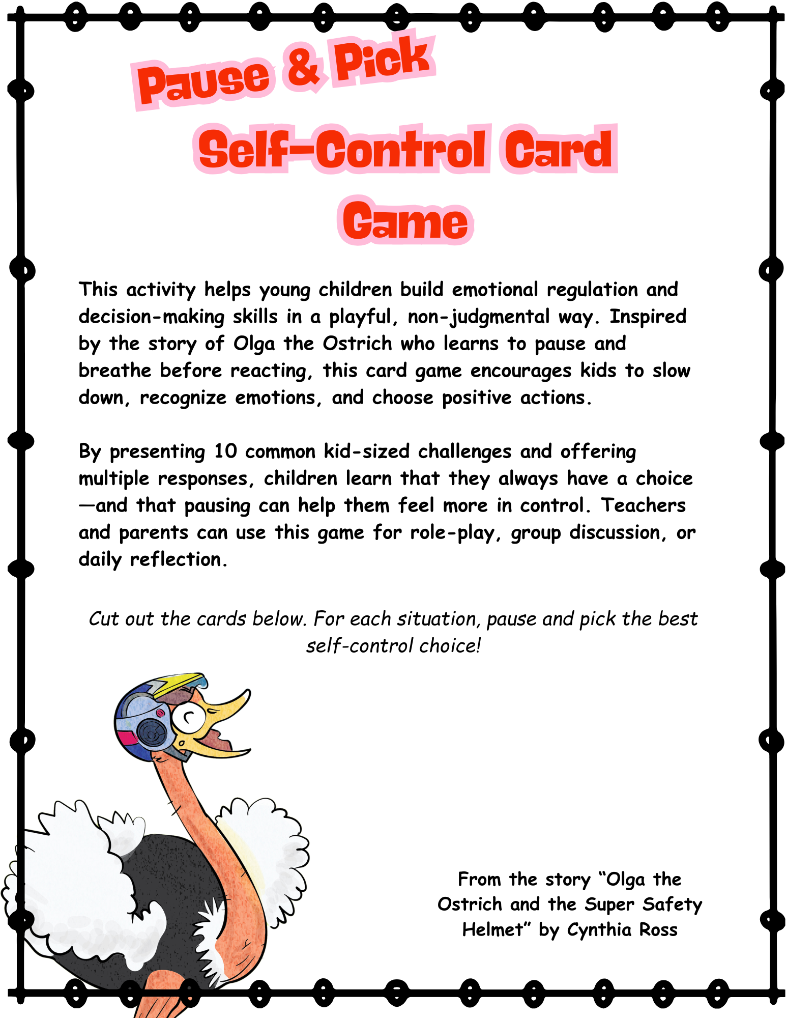 Self-Control Activity Sheet