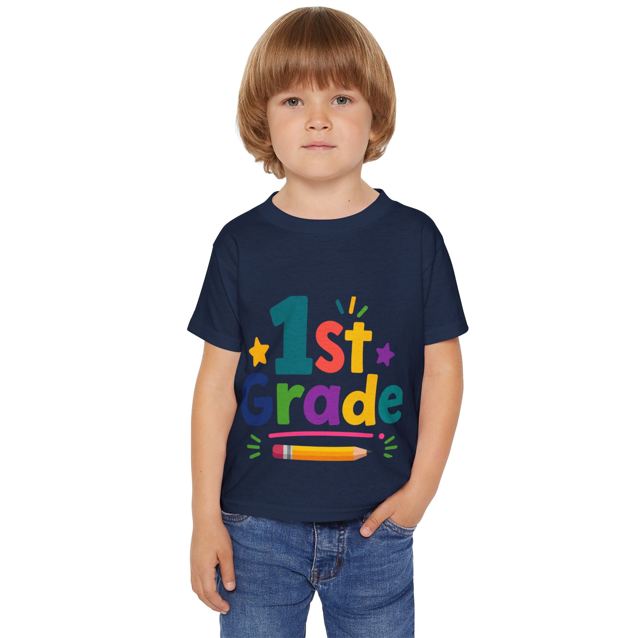 1st Grade Toddler T-Shirt – Colorful Back-to-School Kids Tee (Pencil Design)