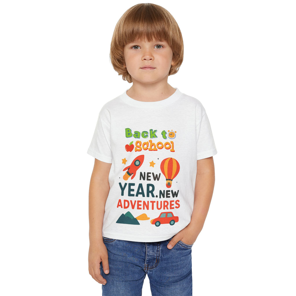 Toddler T‑Shirt — "Back to School: New Year, New Adventures" Cute Kids Graphic