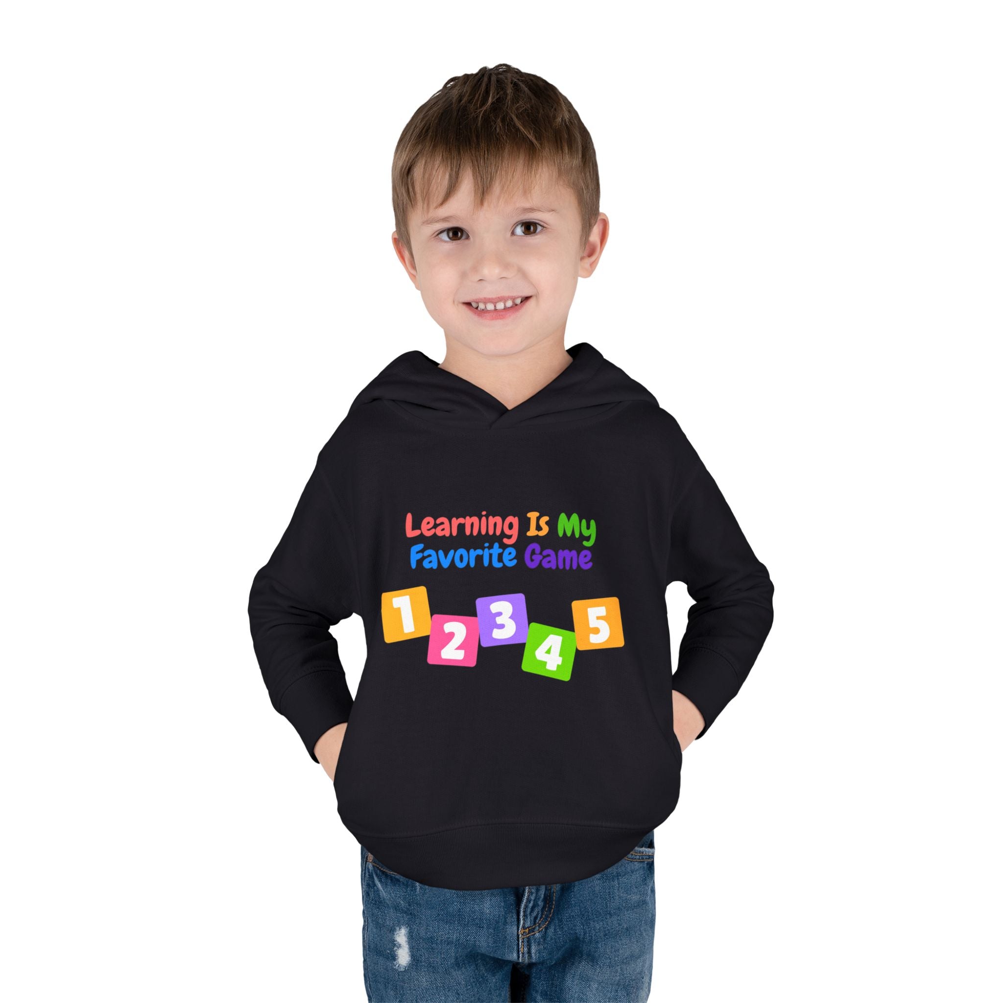 Toddler Hoodie — "Learning Is My Favorite Game" Colorful Numbers Pullover
