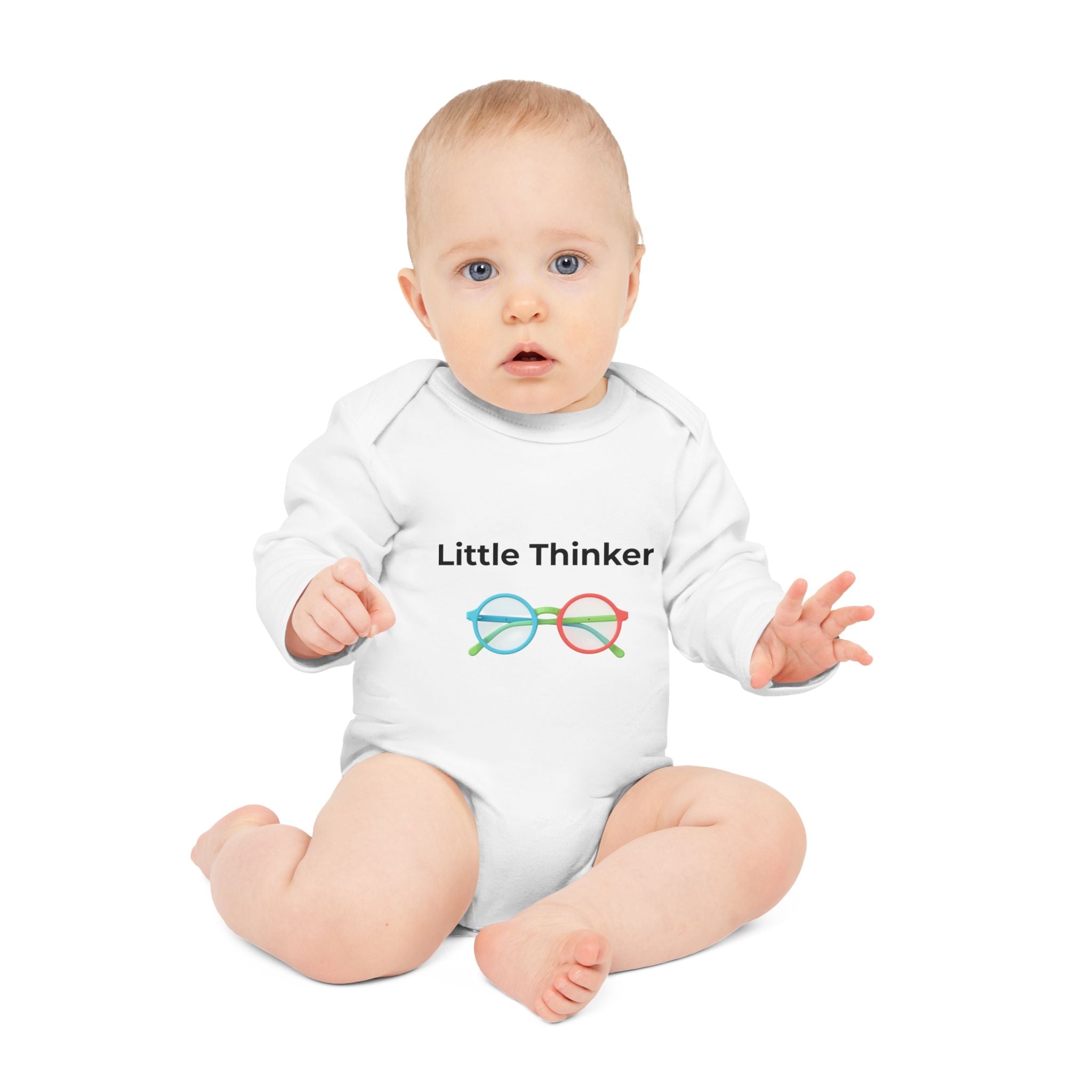 Baby Bodysuit — "Little Thinker" Long-Sleeve Organic Onesie (Curiosity In Progress)