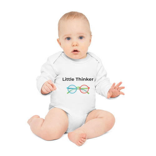 Baby Bodysuit — "Little Thinker" Long-Sleeve Organic Onesie (Curiosity In Progress)