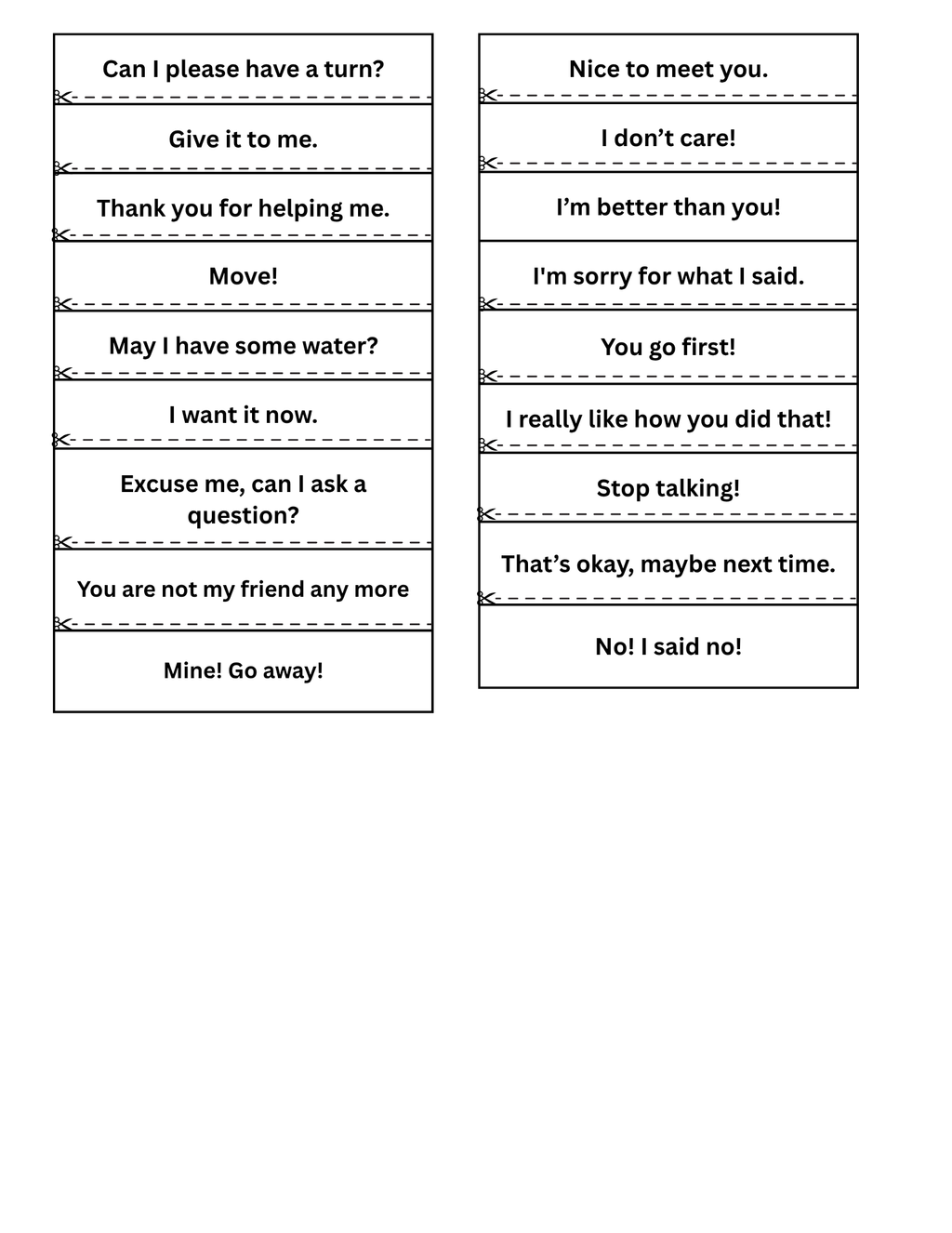 Polite vs. Rude sorting activity