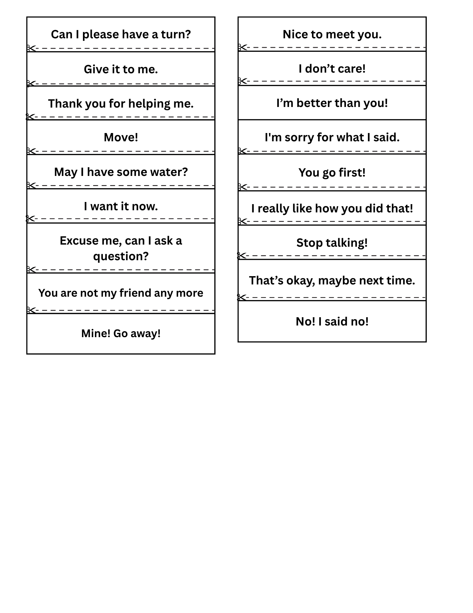 Polite vs. Rude sorting activity