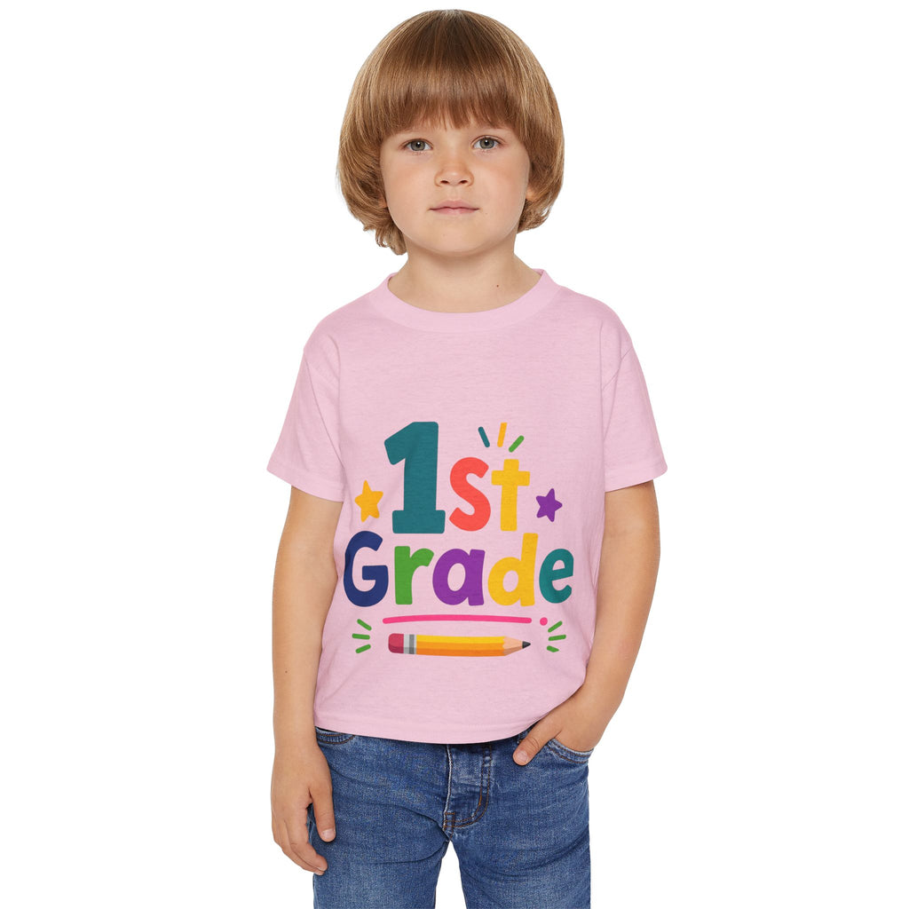 1st Grade Toddler T-Shirt – Colorful Back-to-School Kids Tee (Pencil Design)