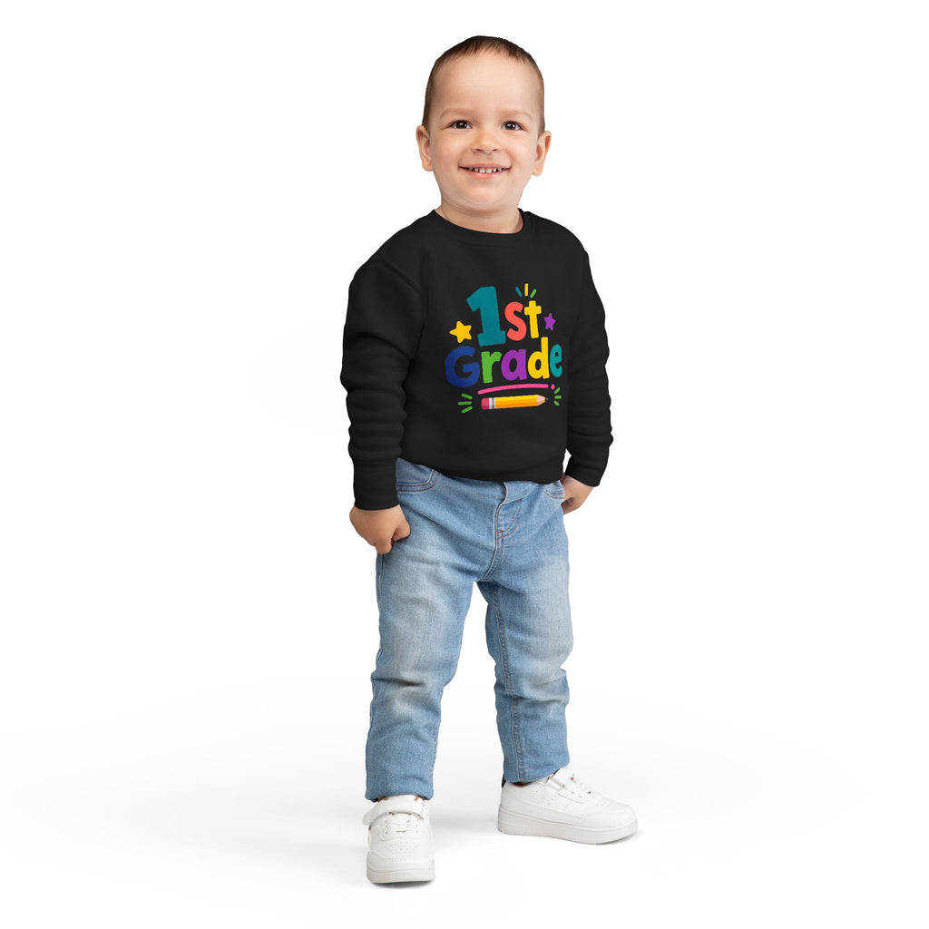 1st Grade Toddler Sweatshirt — Colorful Back-to-School Crewneck for Kids