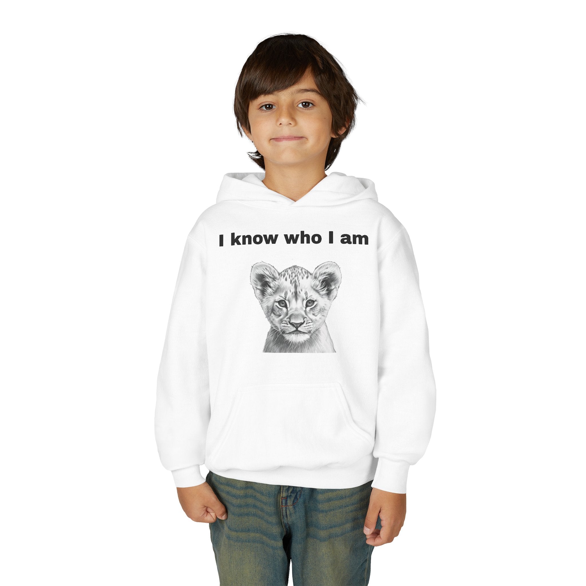Youth Hoodie — "I Know Who I Am" Lion Cub Graphic