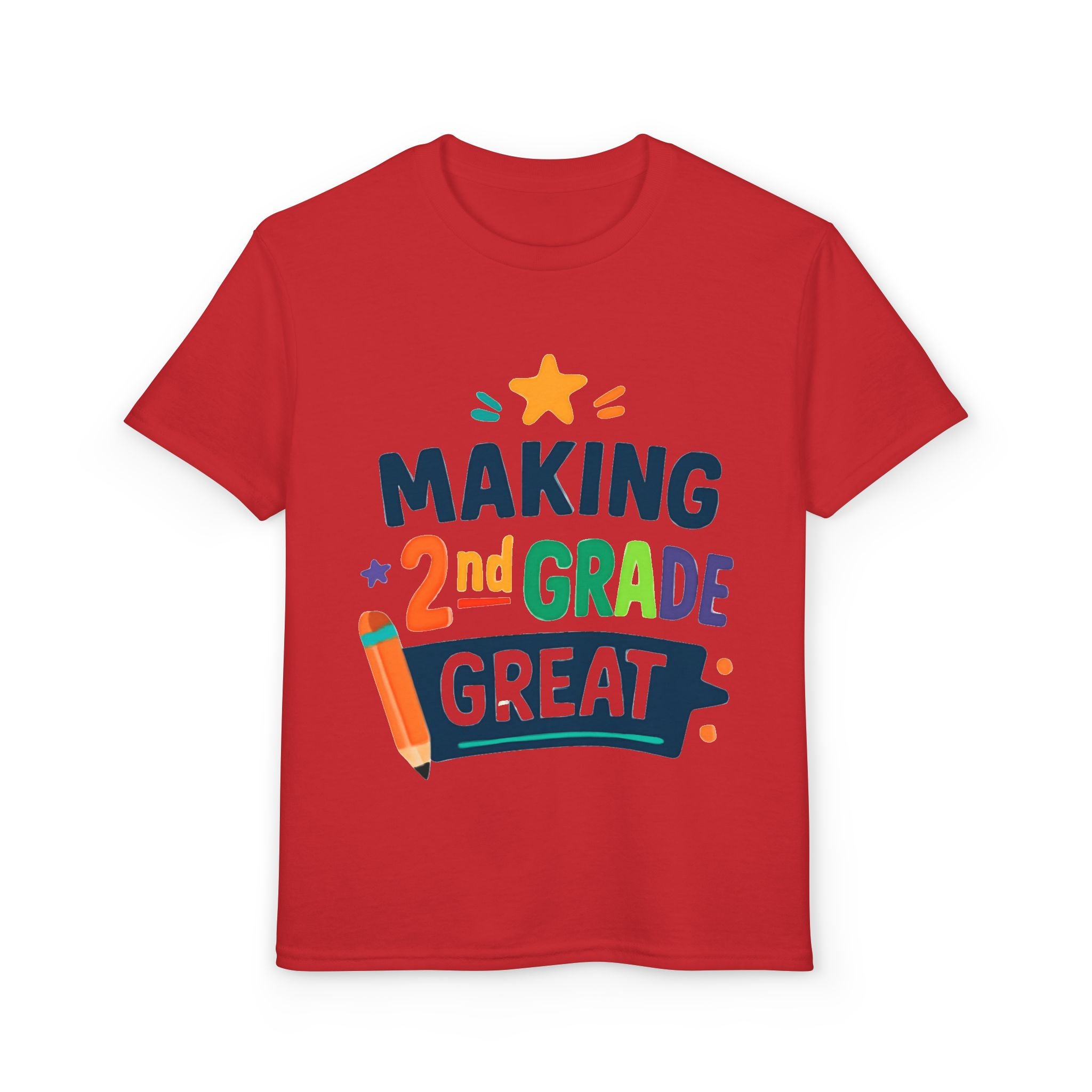 2nd Grade Kids T-Shirt - Colorful Back-to-School Pencil Design