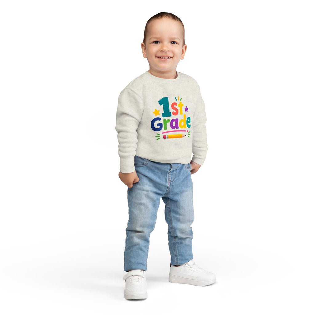 1st Grade Toddler Sweatshirt — Colorful Back-to-School Crewneck for Kids