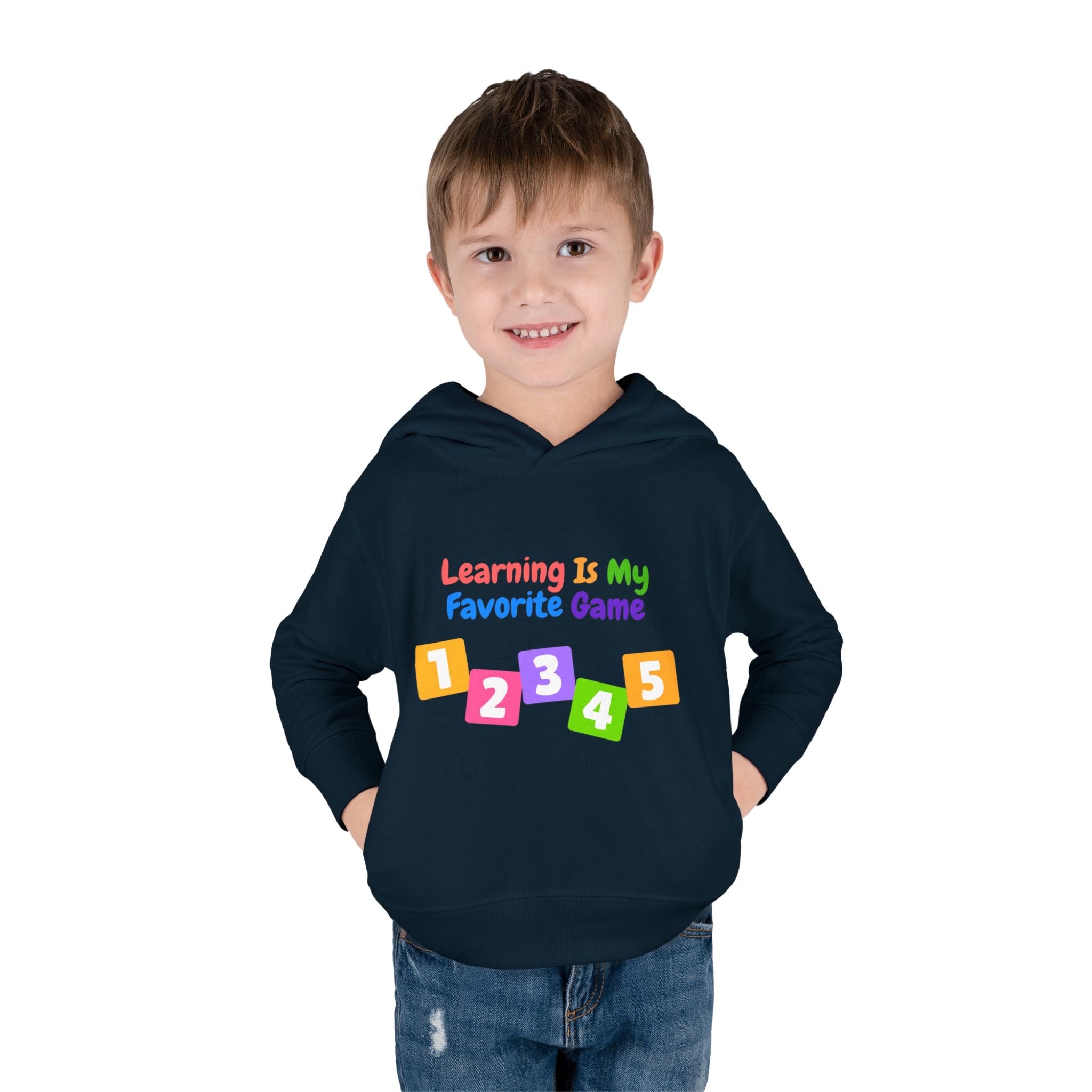 Toddler Hoodie — "Learning Is My Favorite Game" Colorful Numbers Pullover