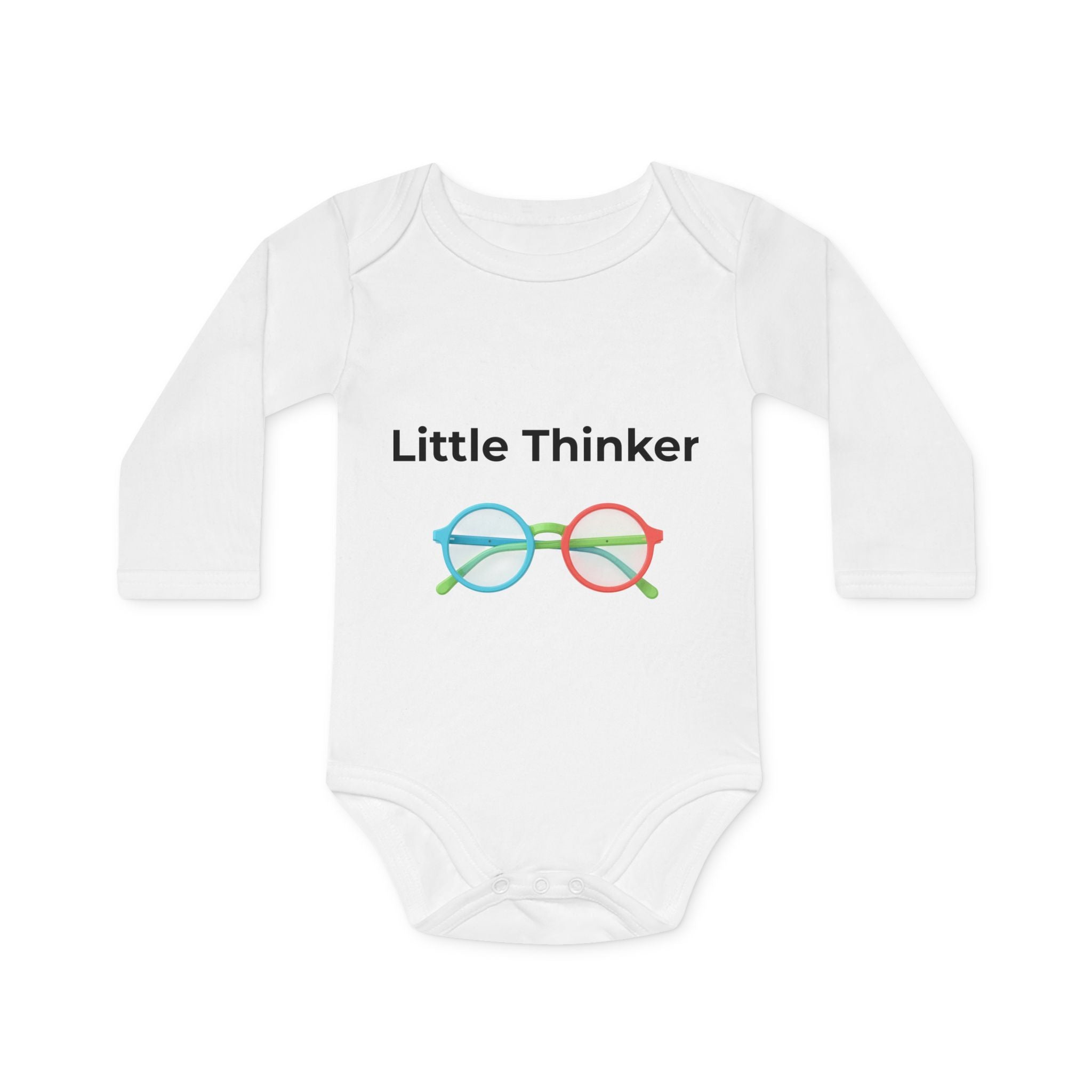 Baby Bodysuit — "Little Thinker" Long-Sleeve Organic Onesie (Curiosity In Progress)