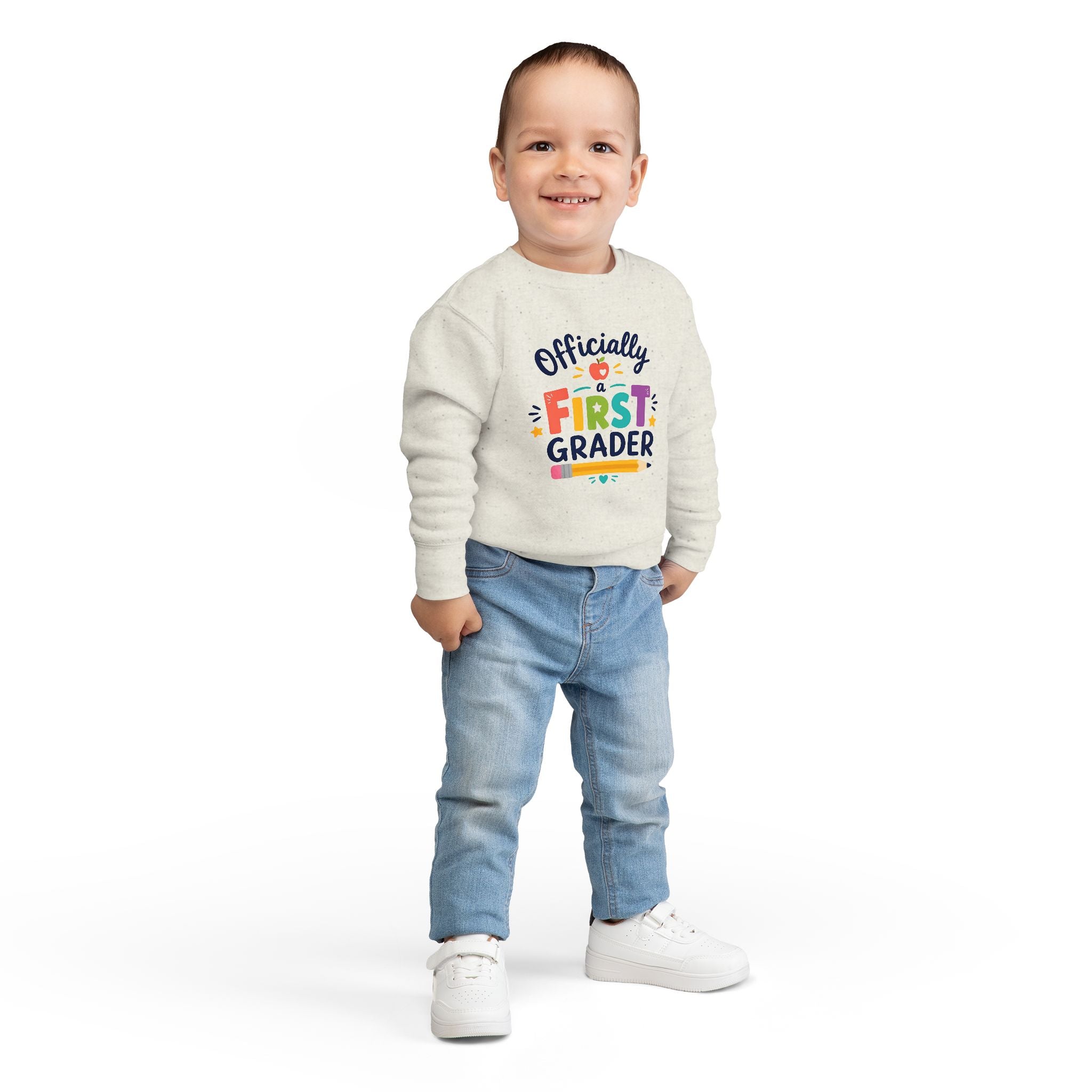 1st Grade Toddler Sweatshirt — Colorful Back-to-School Crewneck for Kids