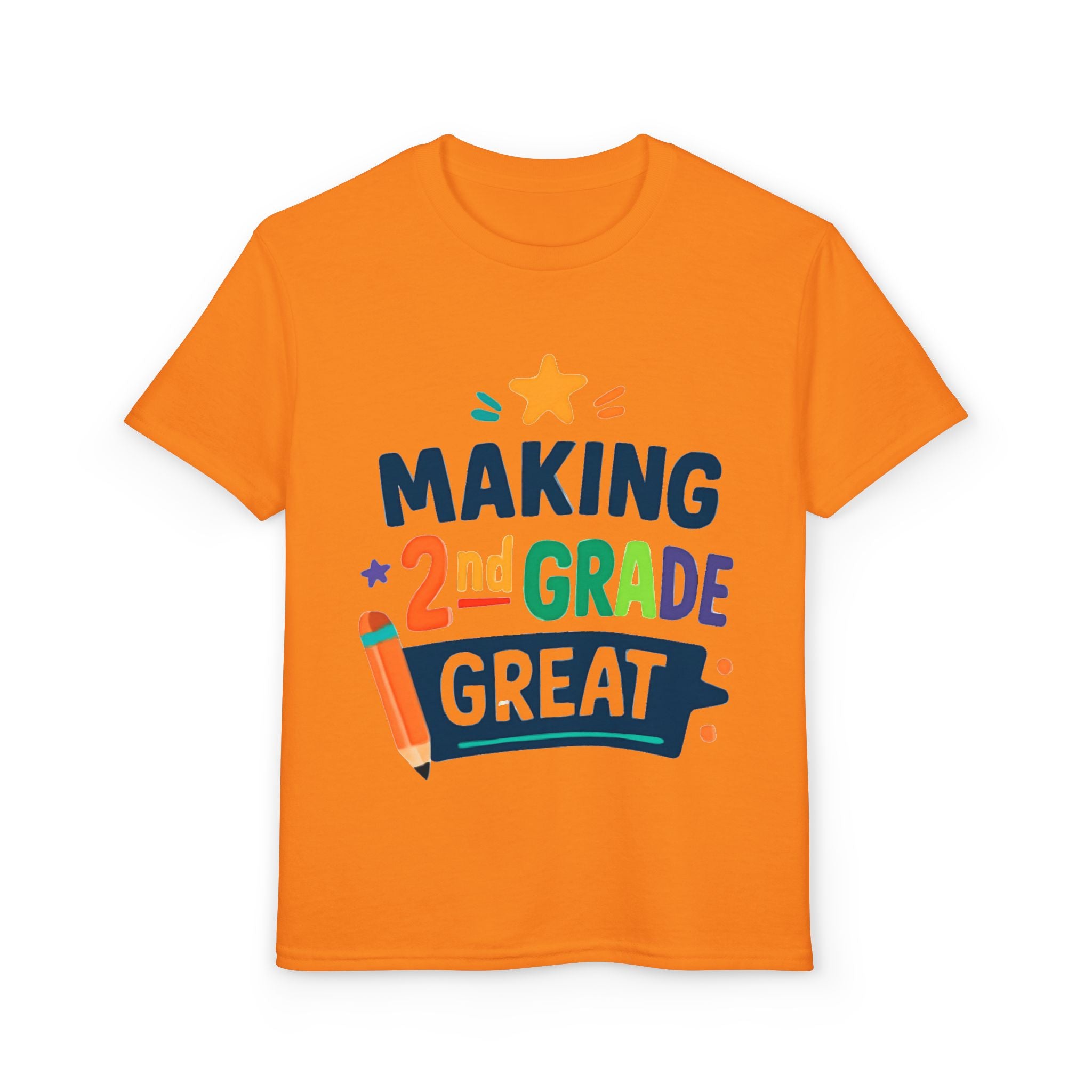 2nd Grade Kids T-Shirt - Colorful Back-to-School Pencil Design