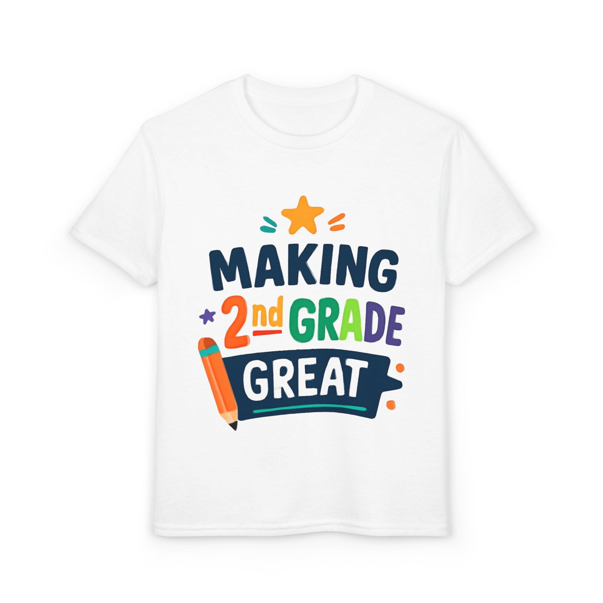 2nd Grade Kids T-Shirt - Colorful Back-to-School Pencil Design