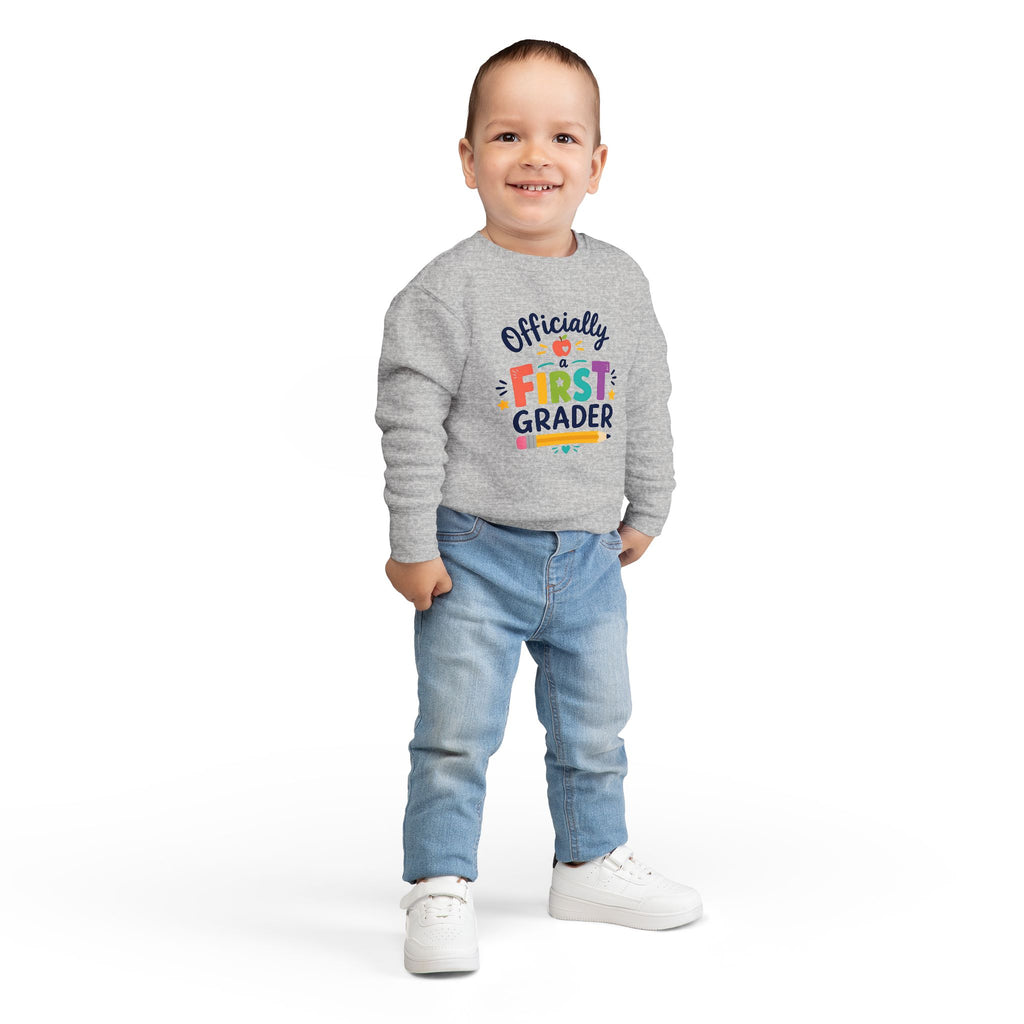 1st Grade Toddler Sweatshirt — Colorful Back-to-School Crewneck for Kids